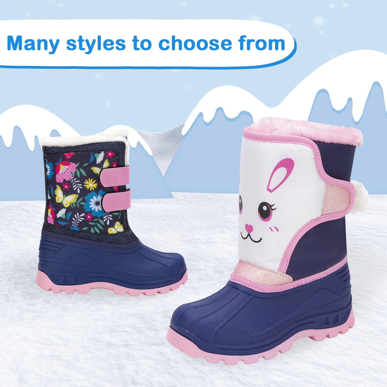 Toddler Girls Rabbit Winter Snow Boots - FUNCOO