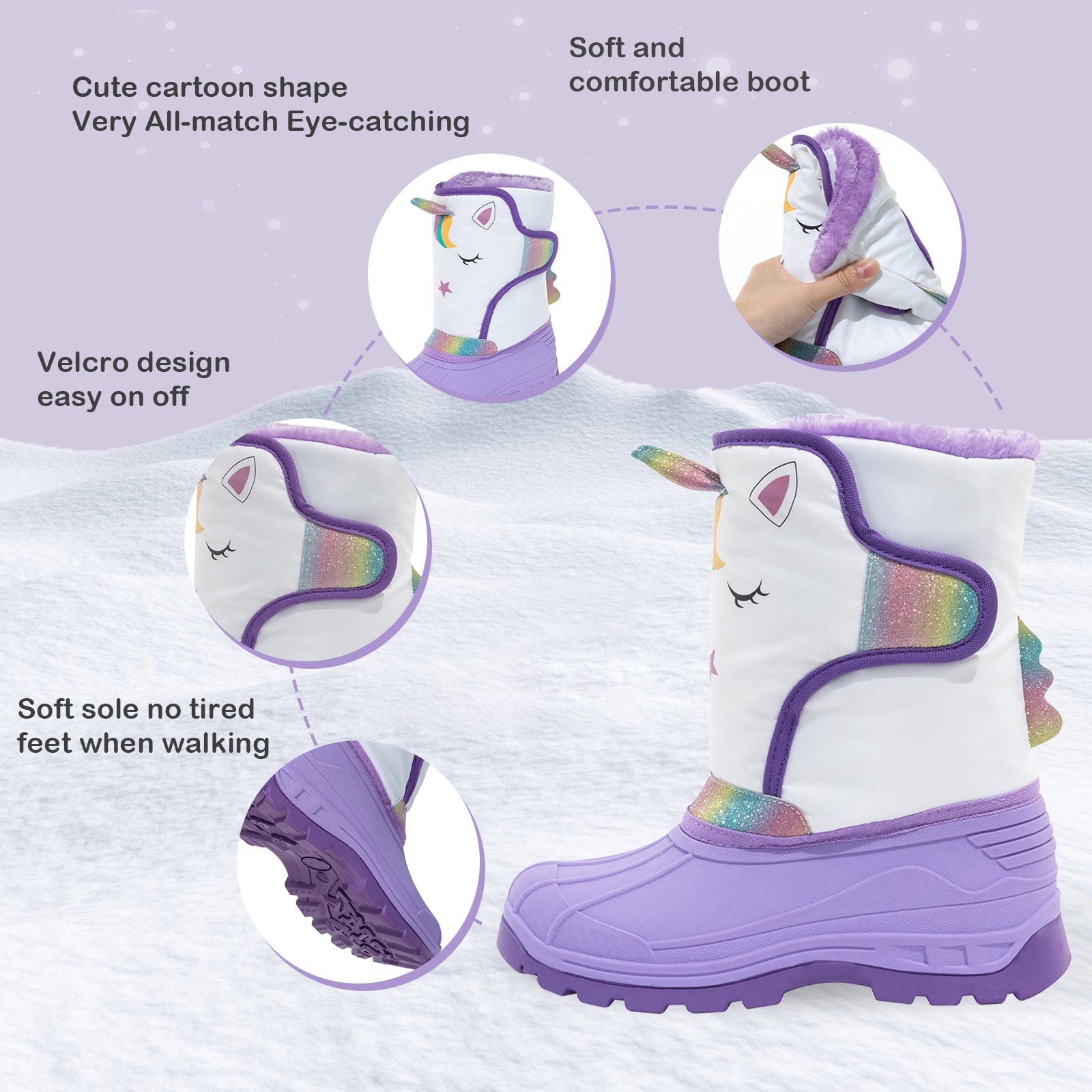 Toddler Girls Winter Snow Boots - FUNCOO