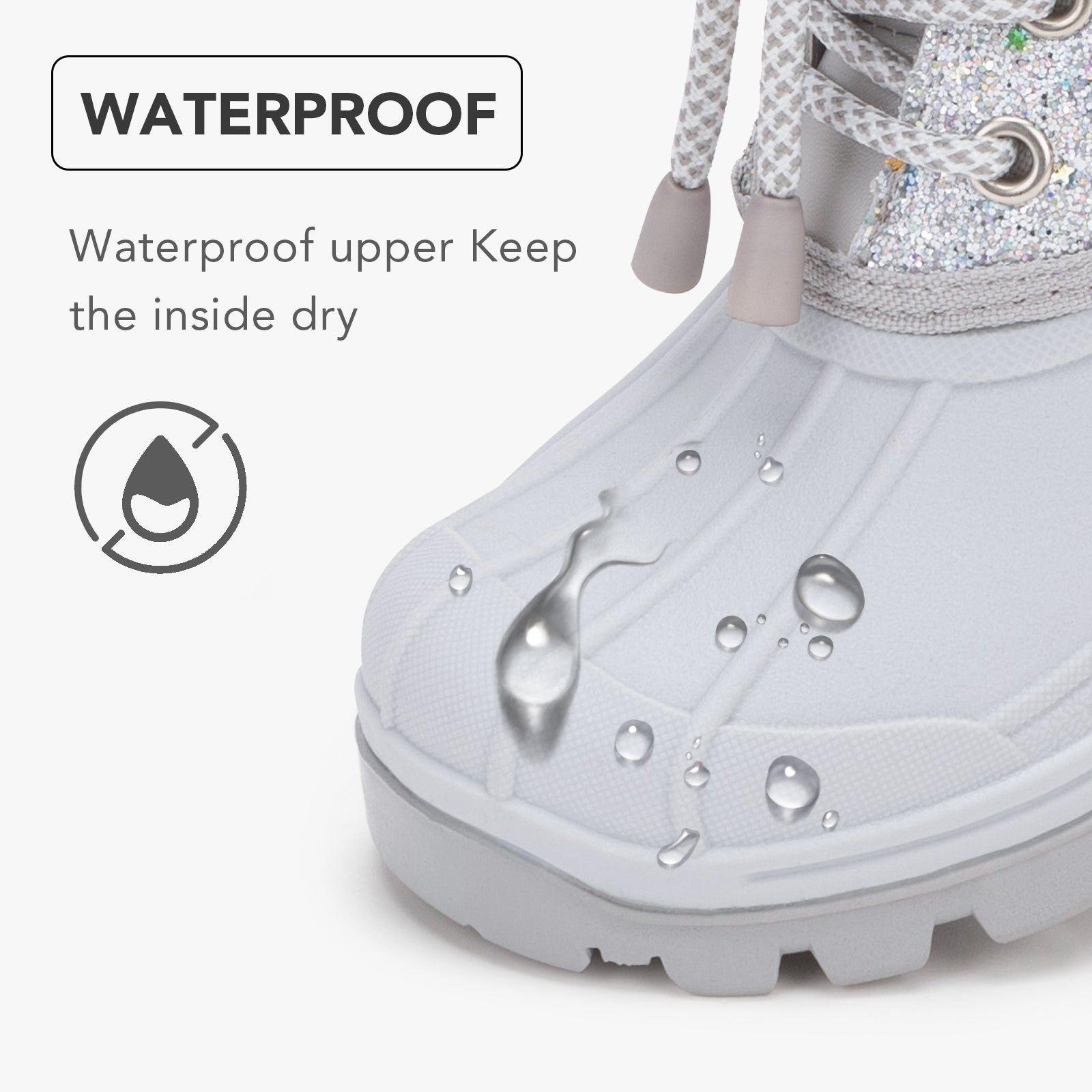 Toddler Boy Gray Winter Snow Boots - FUNCOO