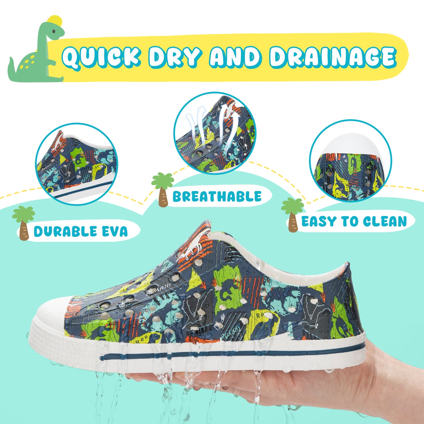 lightweight summer geometric dinosaur sandals for kids