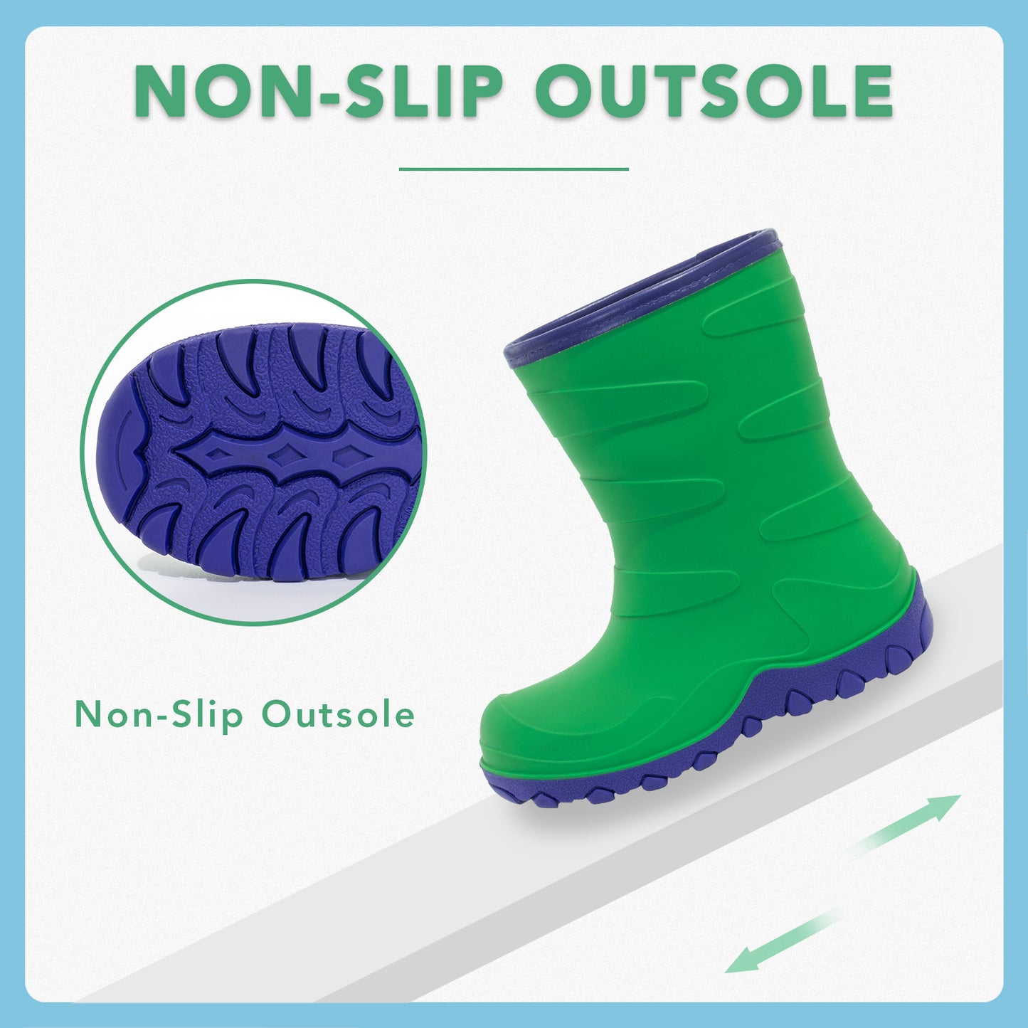 bright green winter rain boots