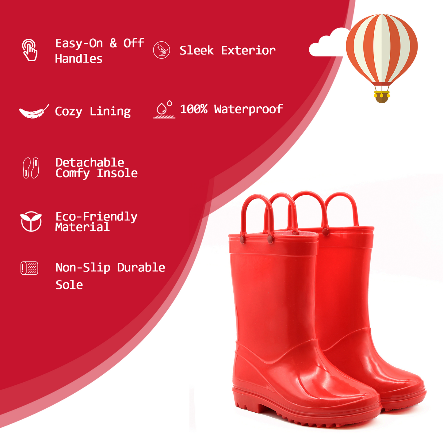 toddler kids solid red rain boots
