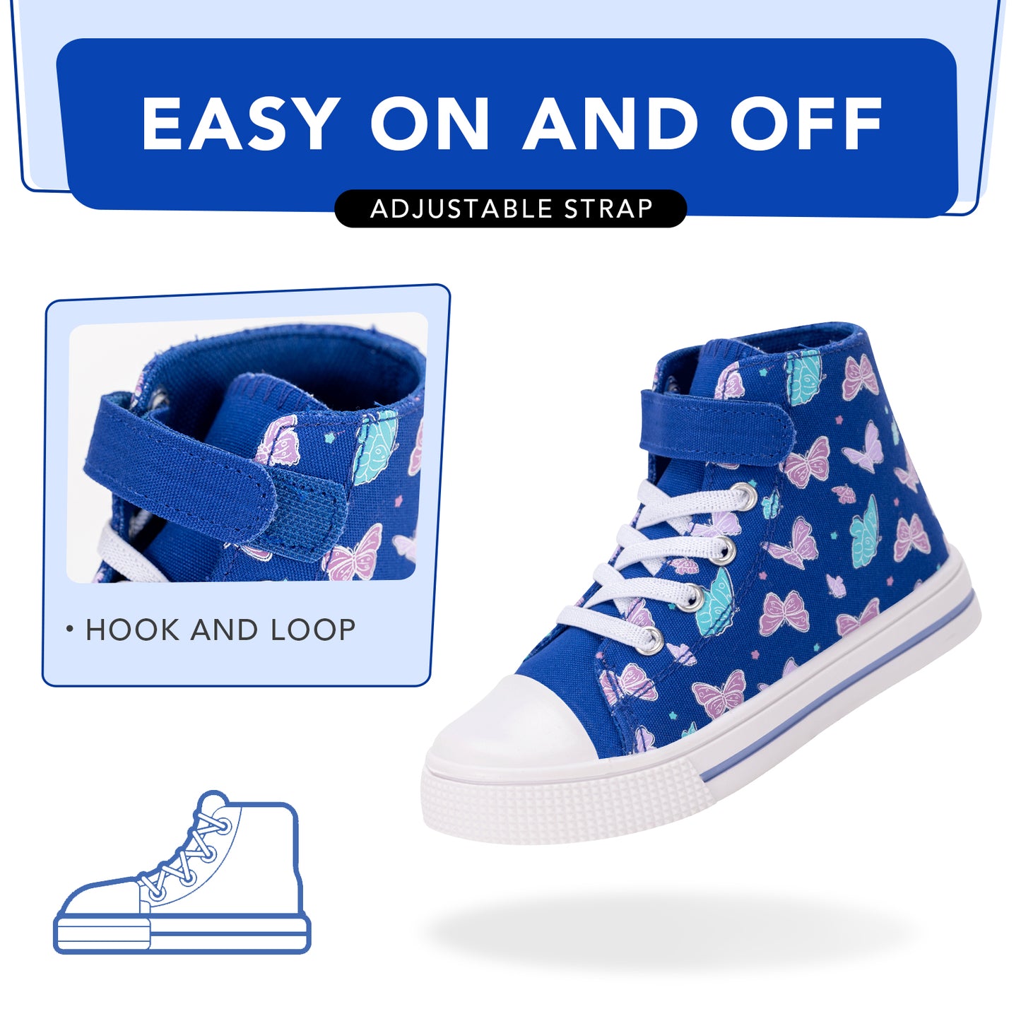 kids toddler tricolor butterfly eggs boys high top canvas