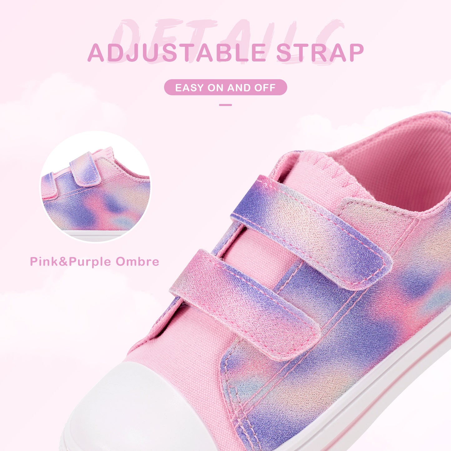 pink smudge dual straps sneakers