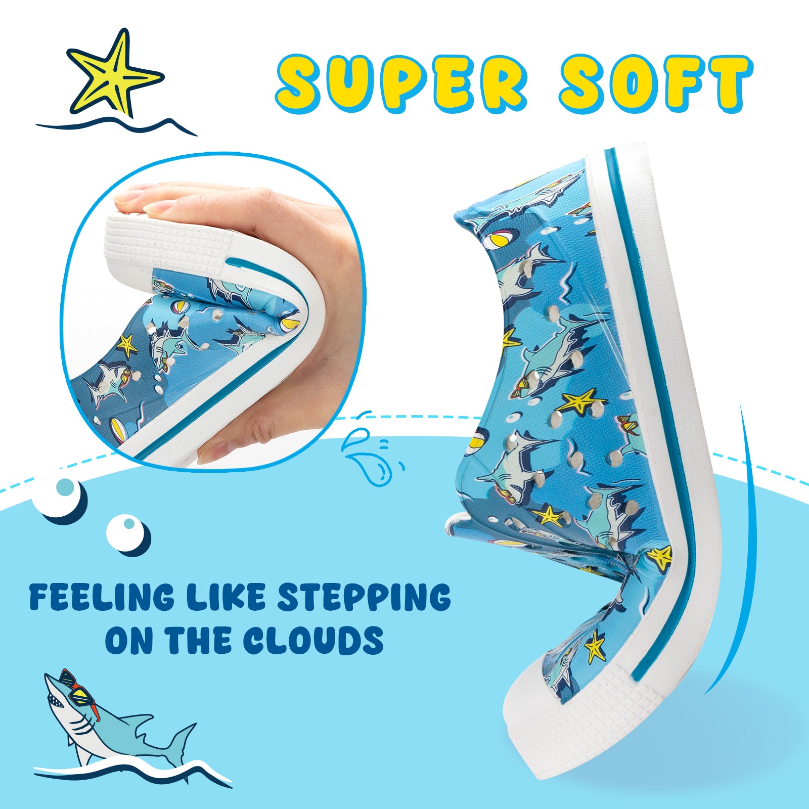 Lightweight Summer Spectacled Shark Sandals for Kids