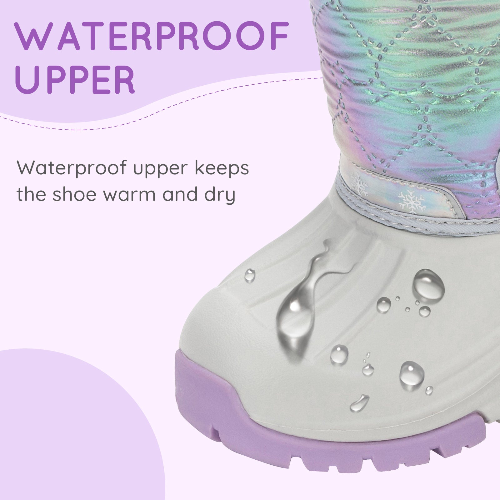 Toddler Girl Gray Winter Snow Boots - FUNCOO