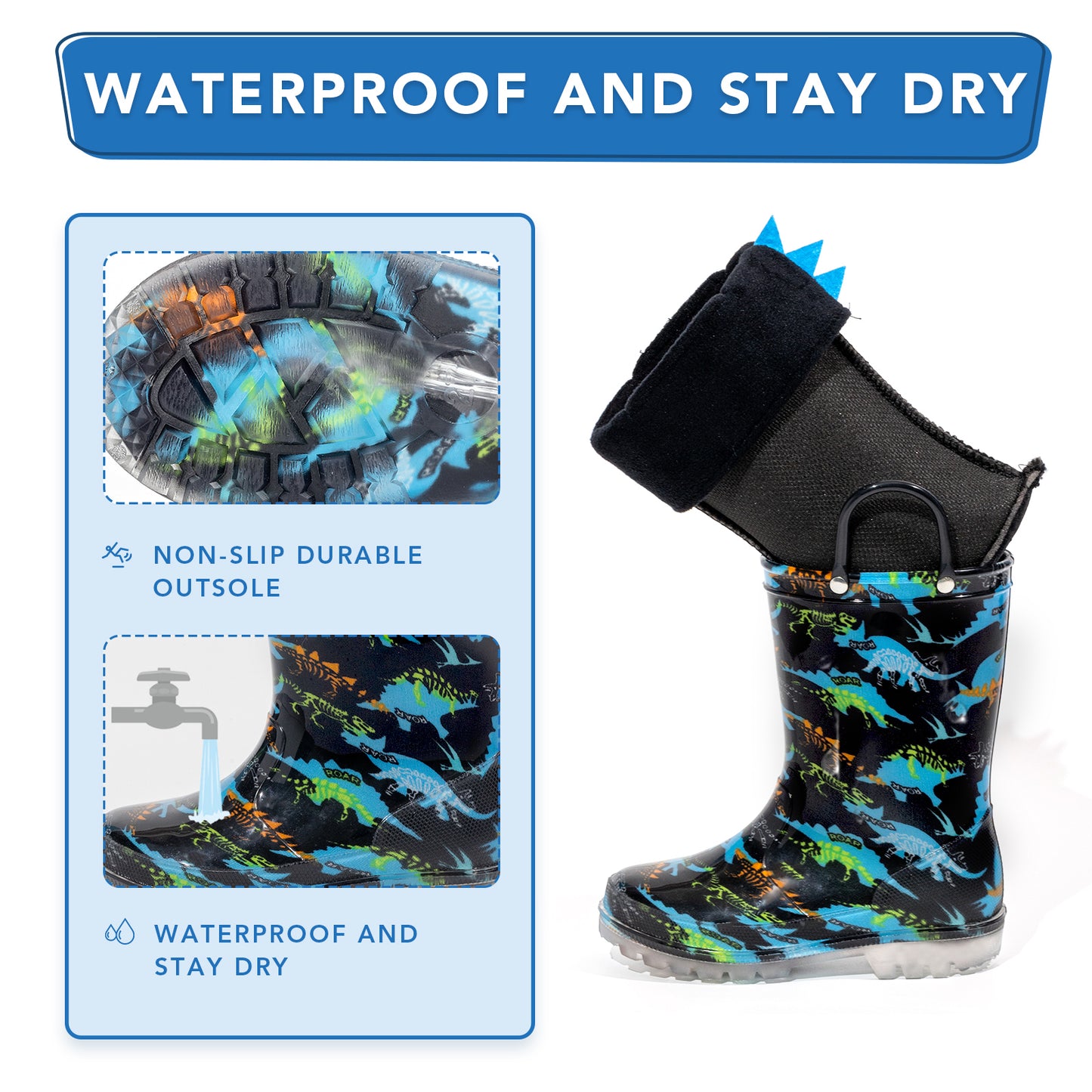flower dinosaur winter boots