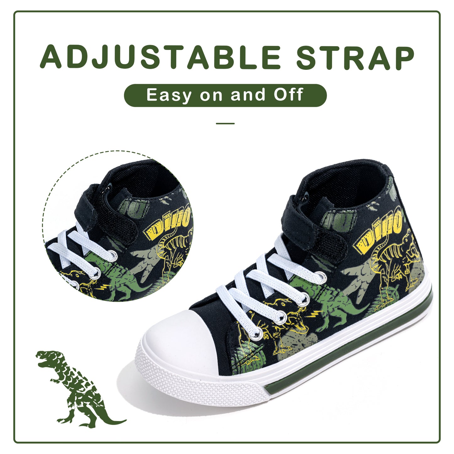 green dinosaur high top sneakers