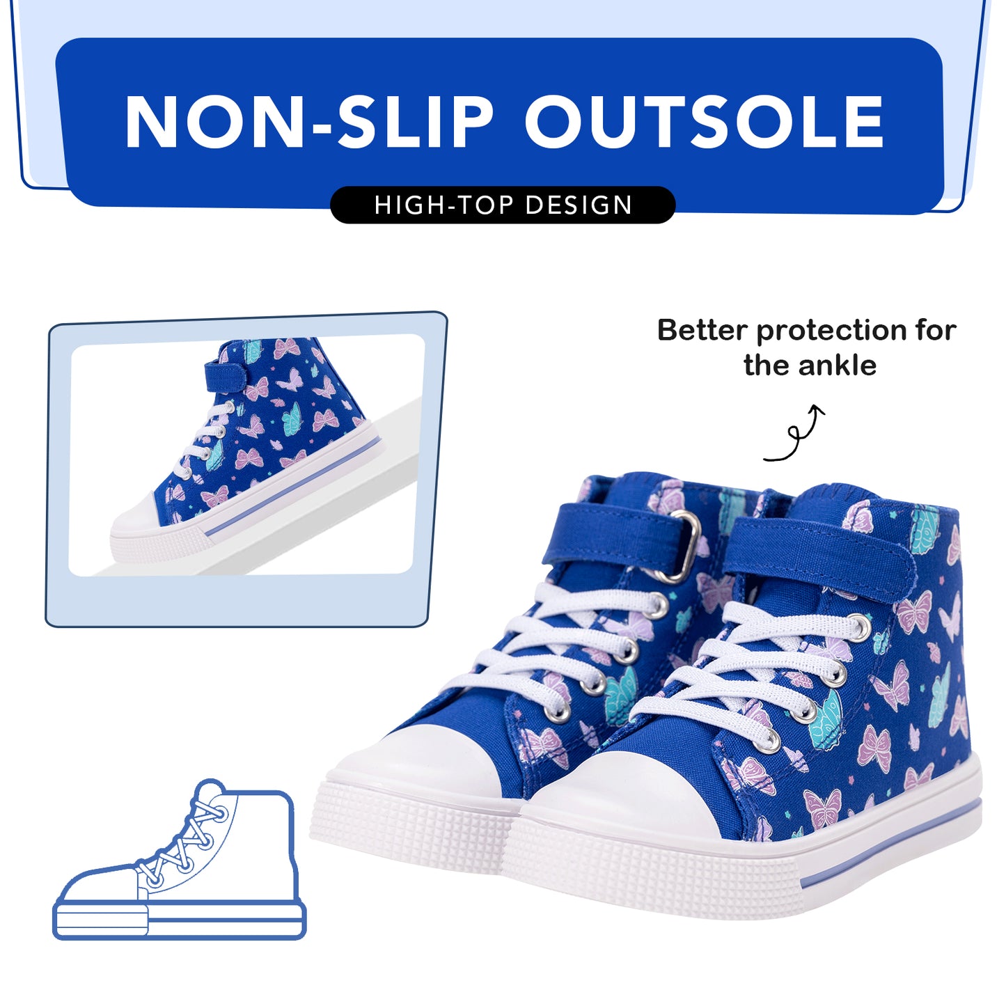 kids toddler tricolor butterfly eggs boys high top canvas