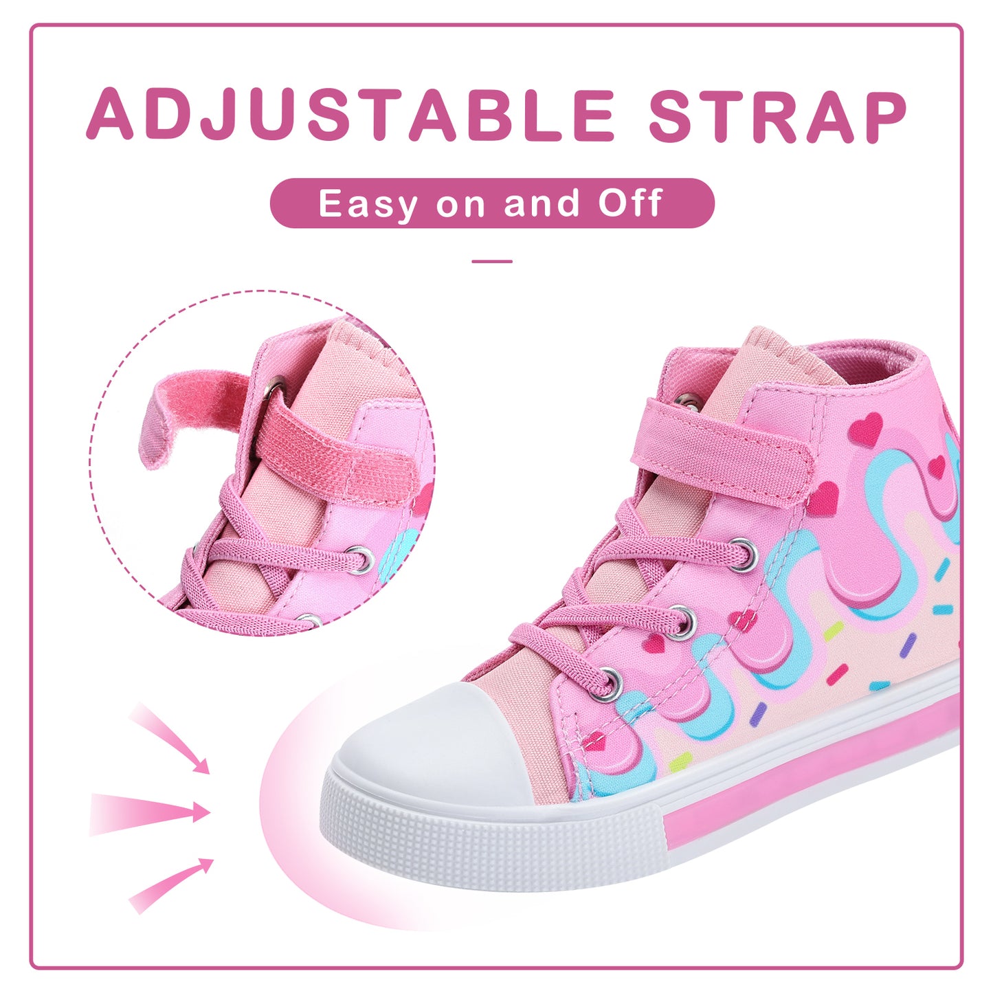 velcro big cake light up high top canvas sneakers