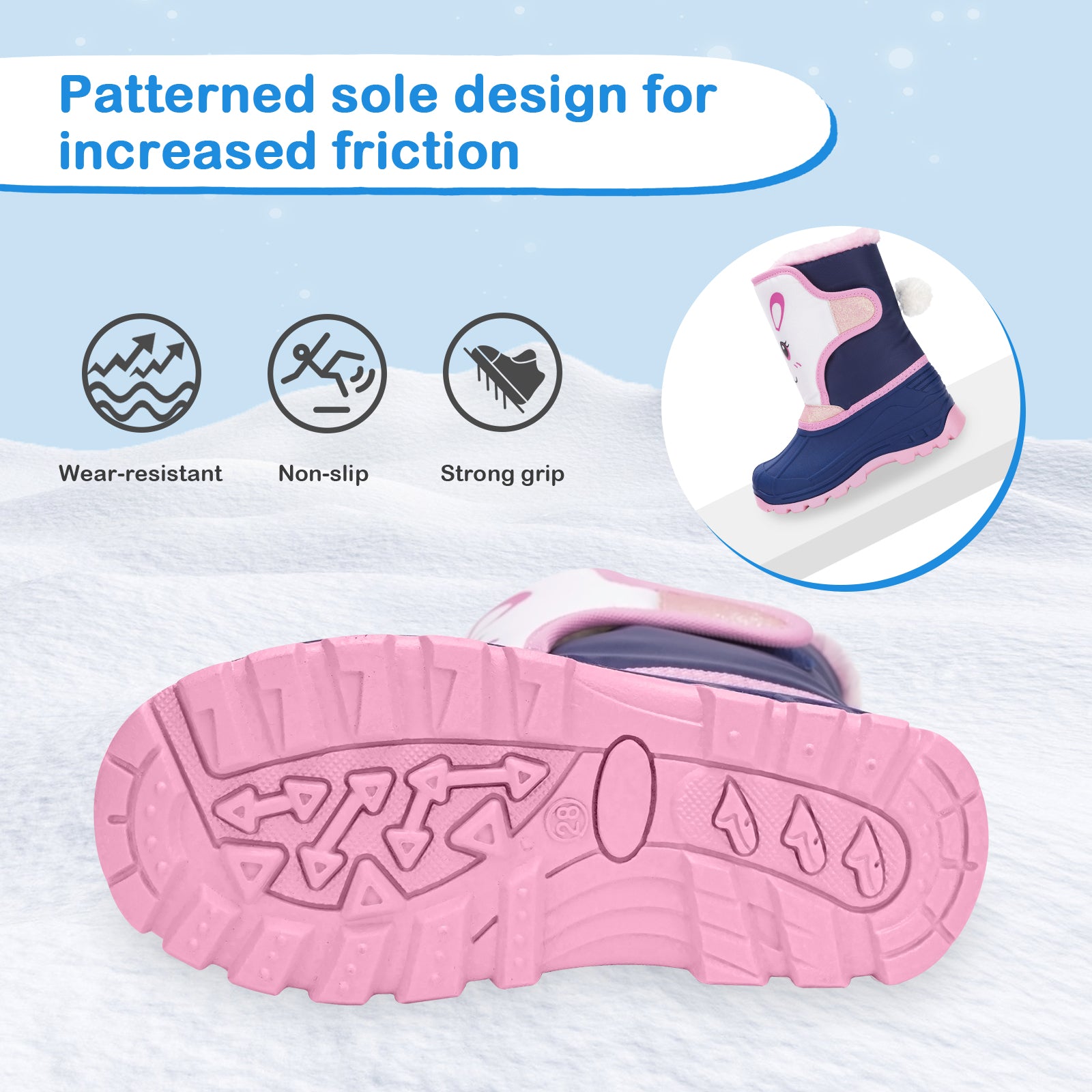 Toddler Girls Rabbit Winter Snow Boots - FUNCOO