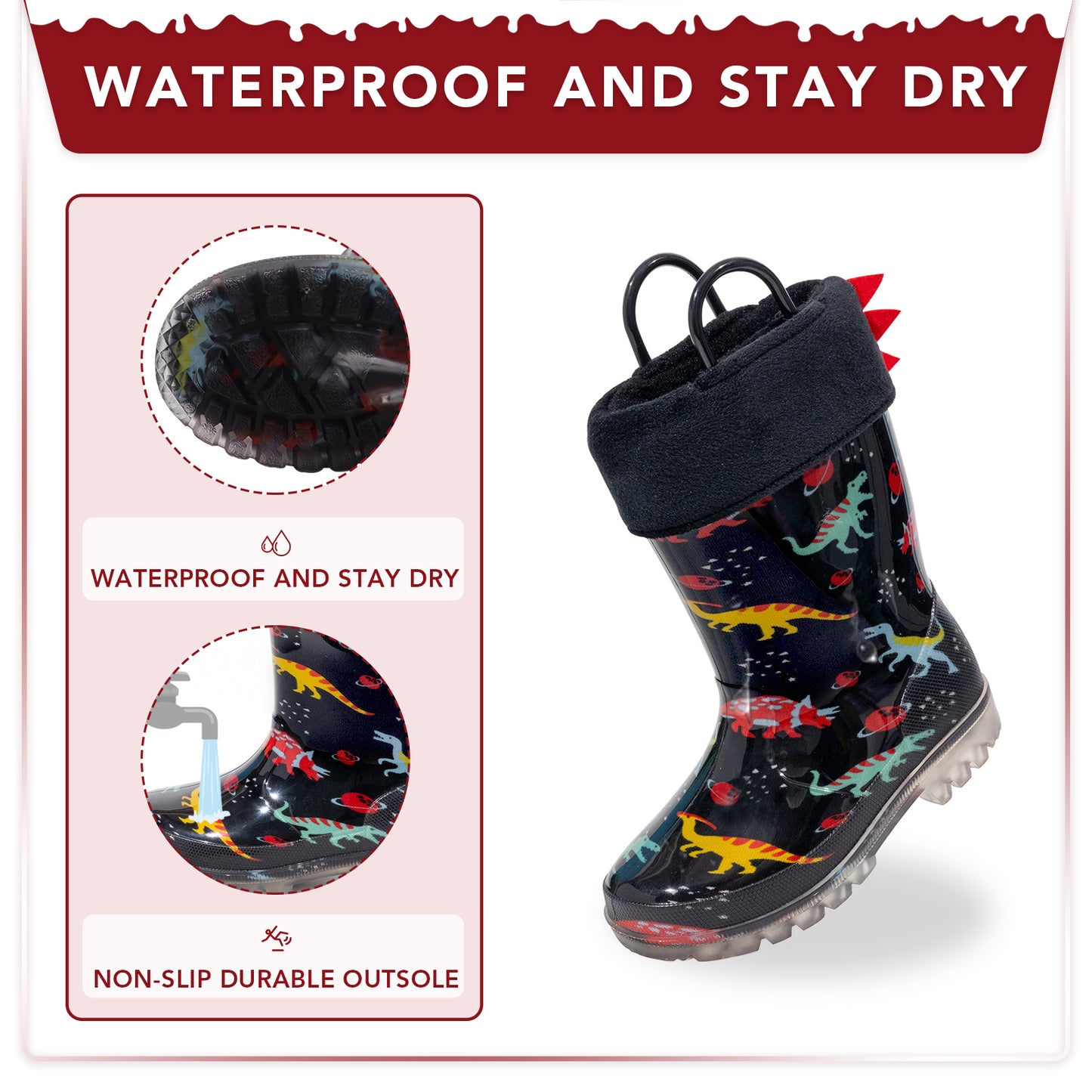 black dinosaur winter boots