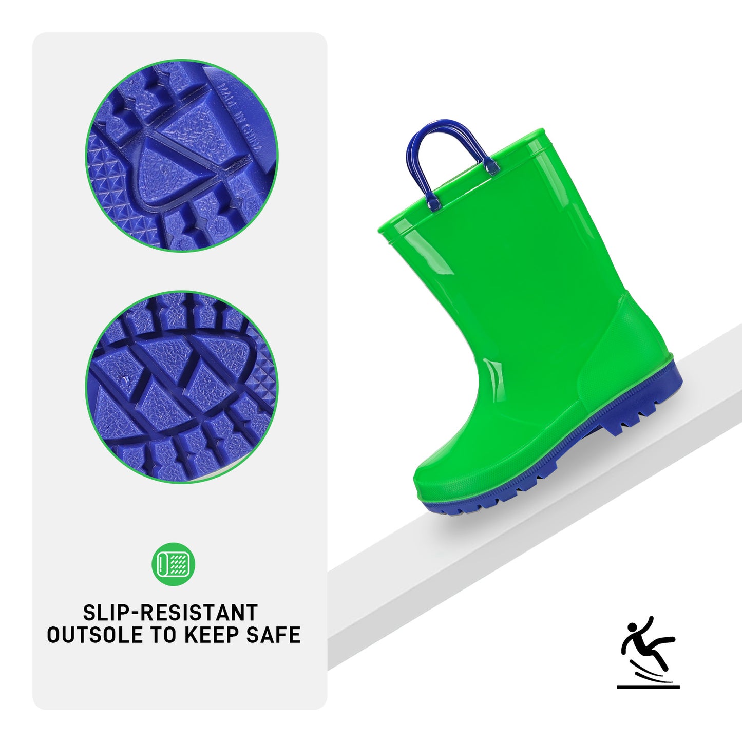 toddler kids green and purple contrast contrast rain boots