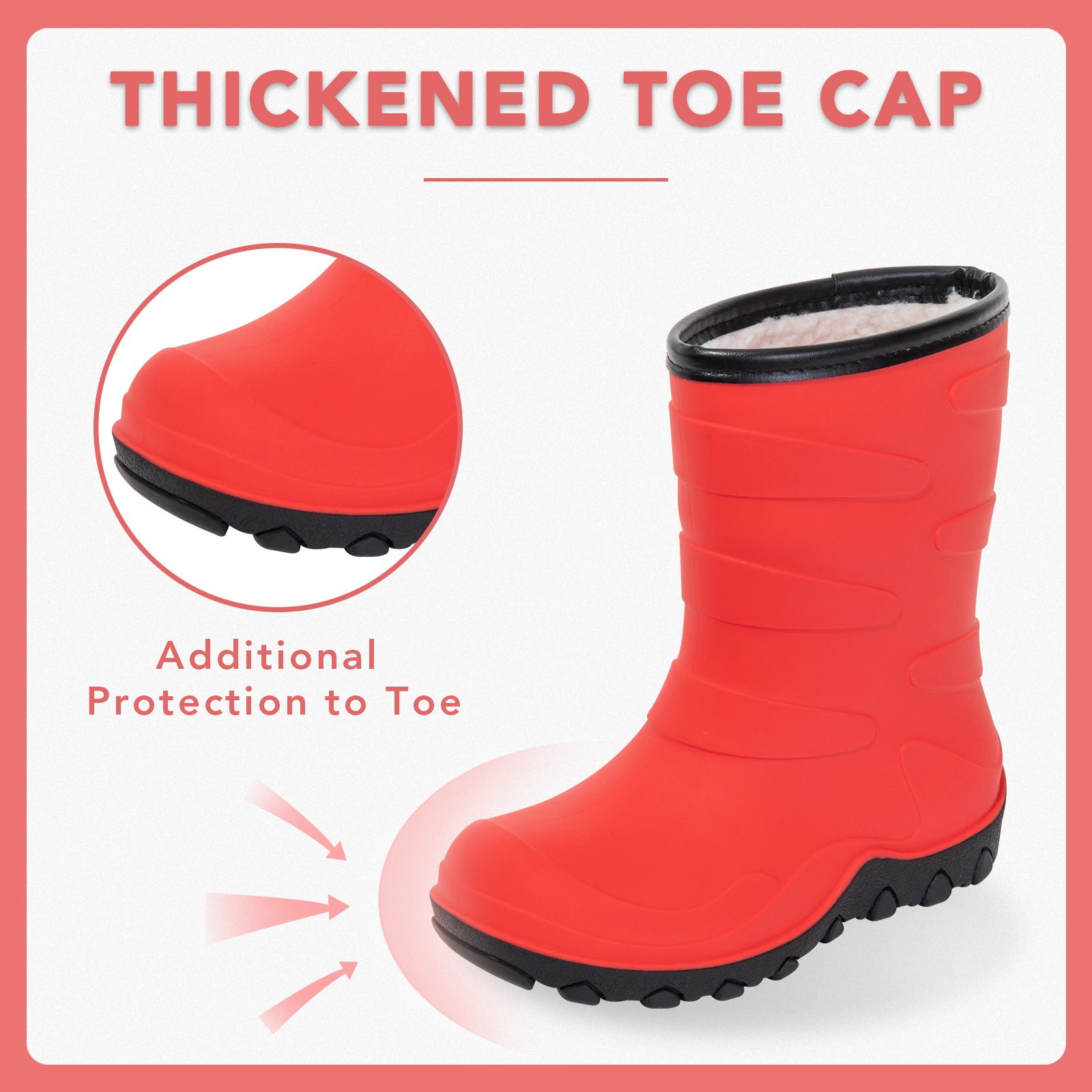 Toddler Kids Bright Red Winter Rain Boots