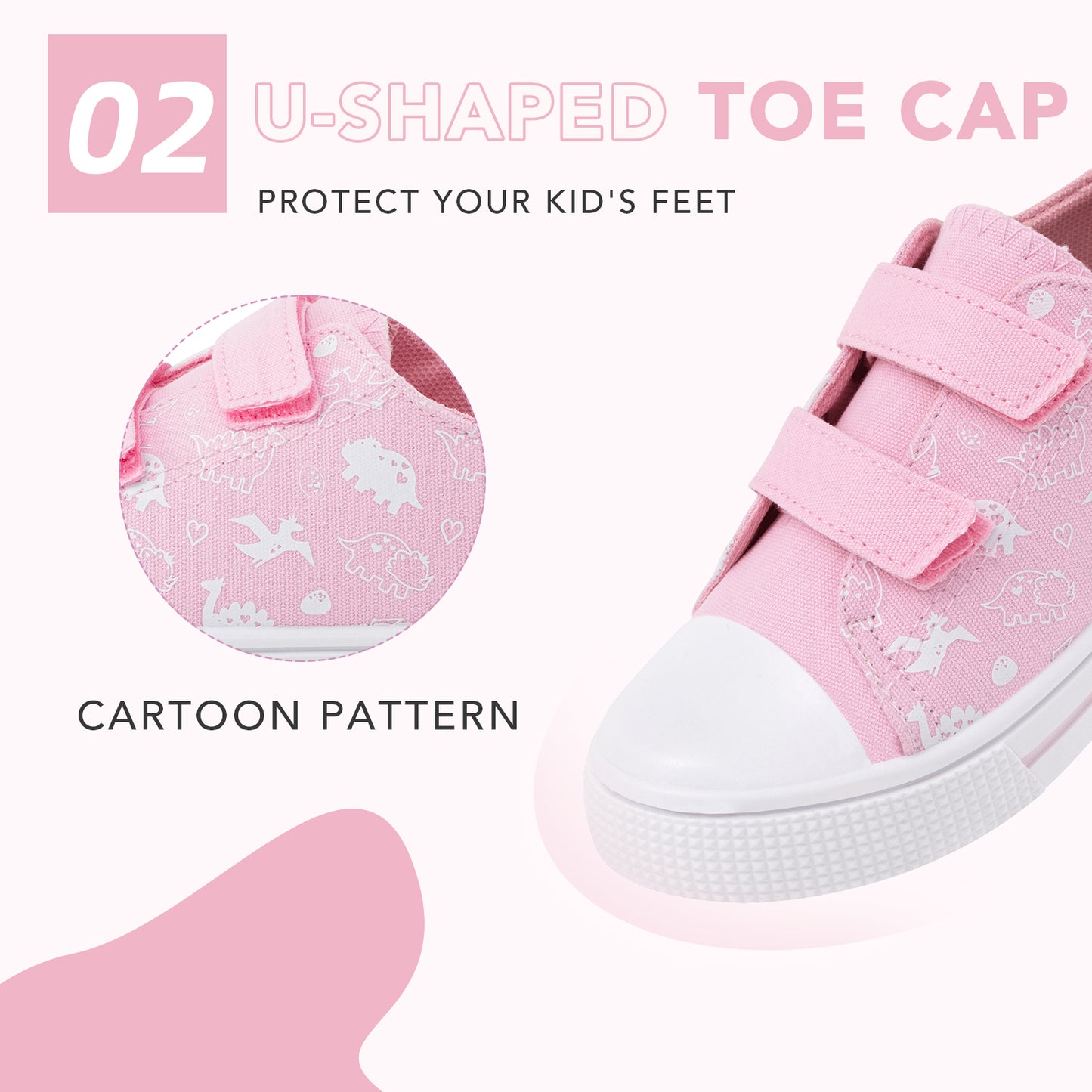 boys girls sneakers pink little dinosaur canvas shoes