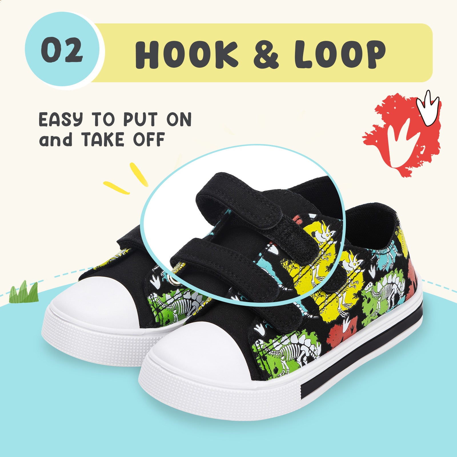 Boys Girls Sneakers Black Undead Dinosaur Light Up Canvas Shoes
