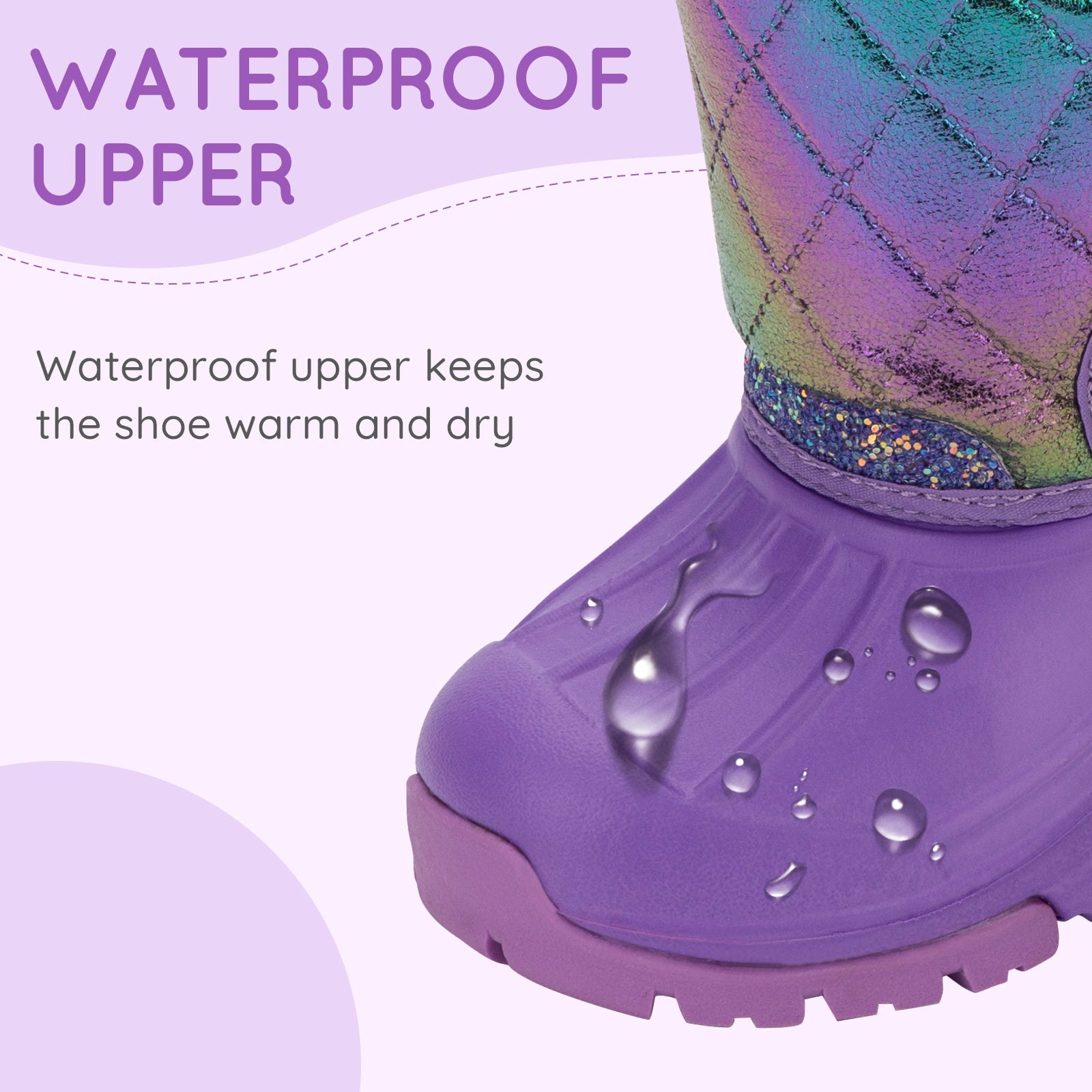 Toddler Girl Purple Winter Snow Boots - FUNCOO