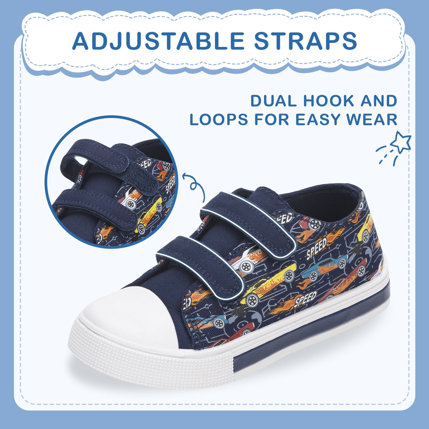 light up navy flame racing dual straps sneakers