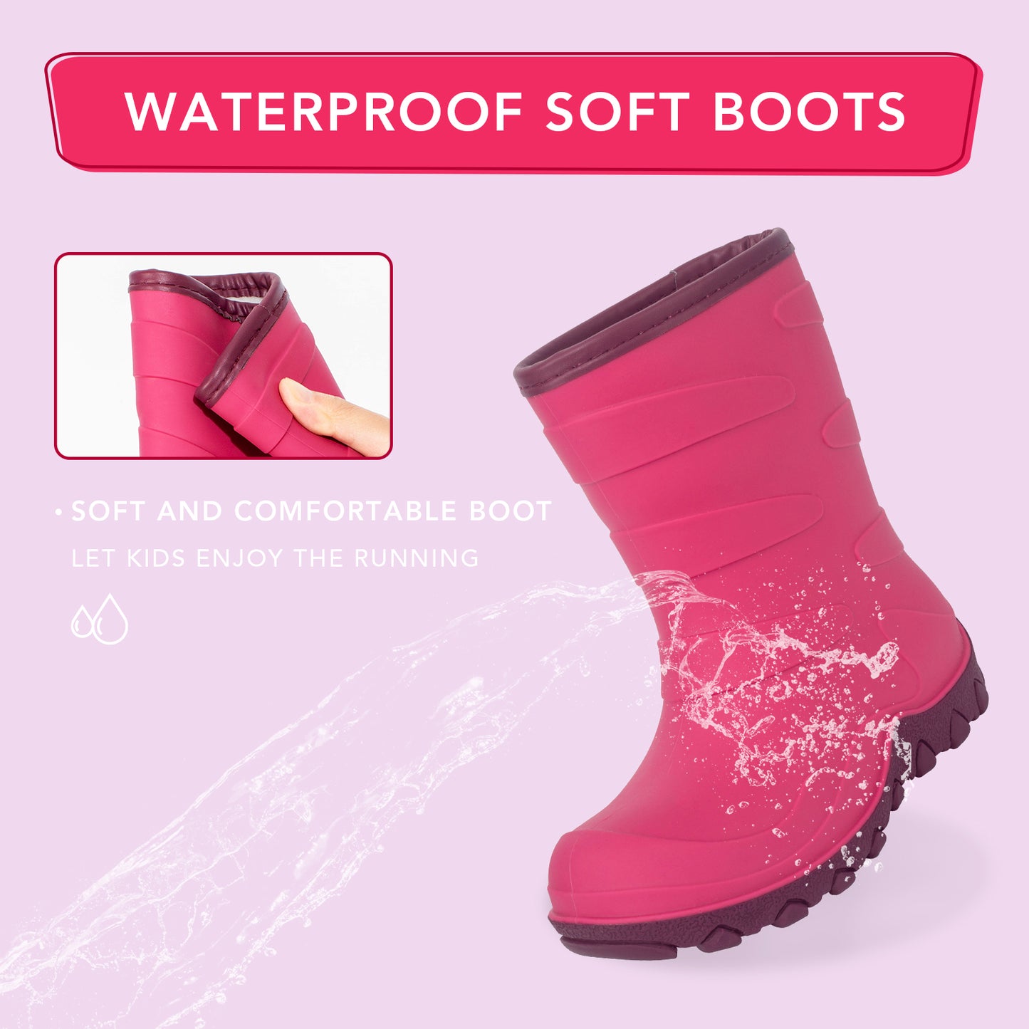 pink insulated winter rain boots