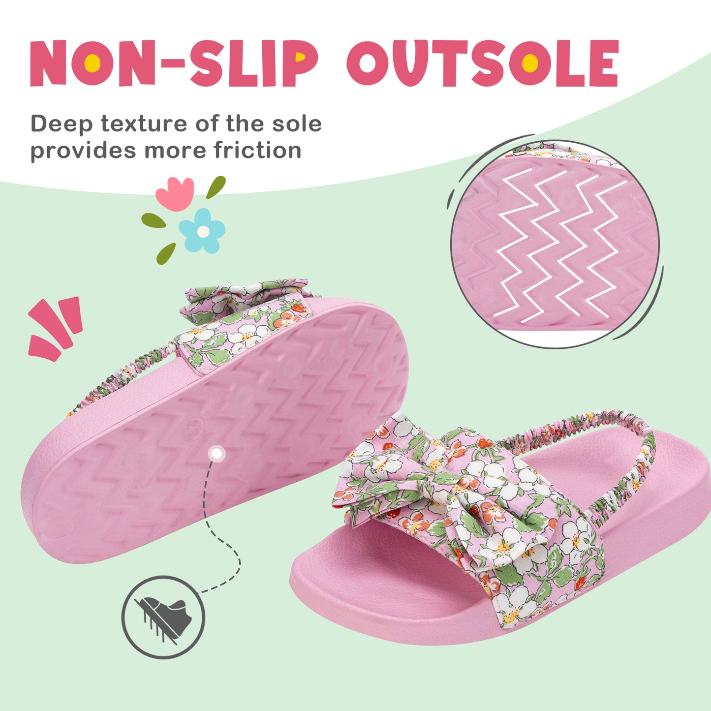 toddler floral bow slide sandals