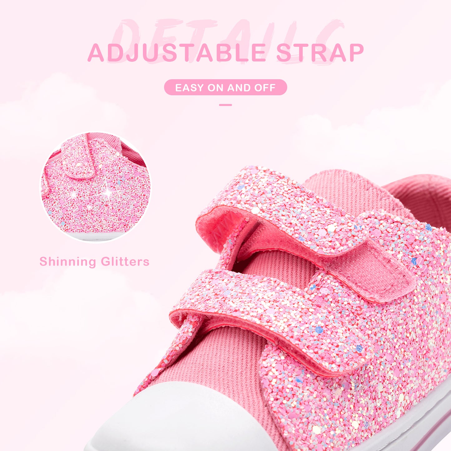 pink glitters dual straps sneakers