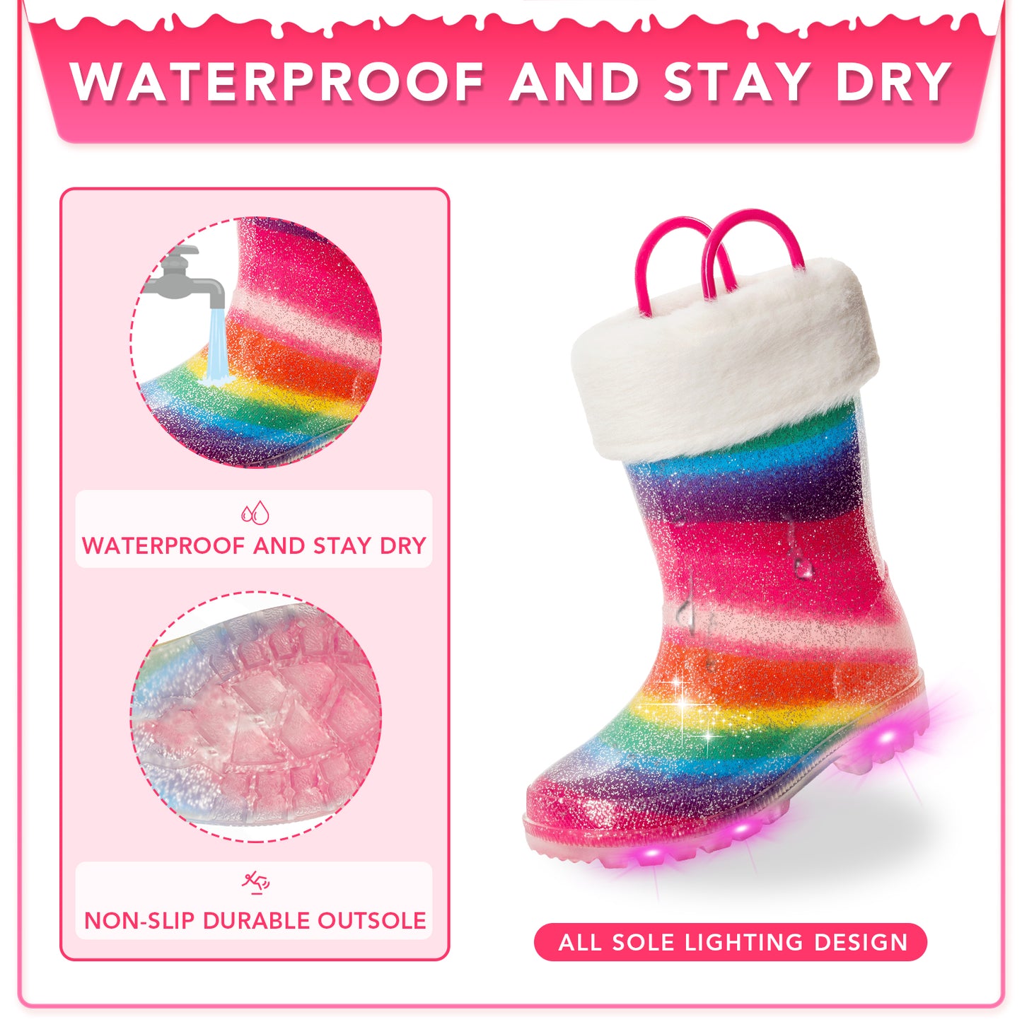 rainbow winter boots