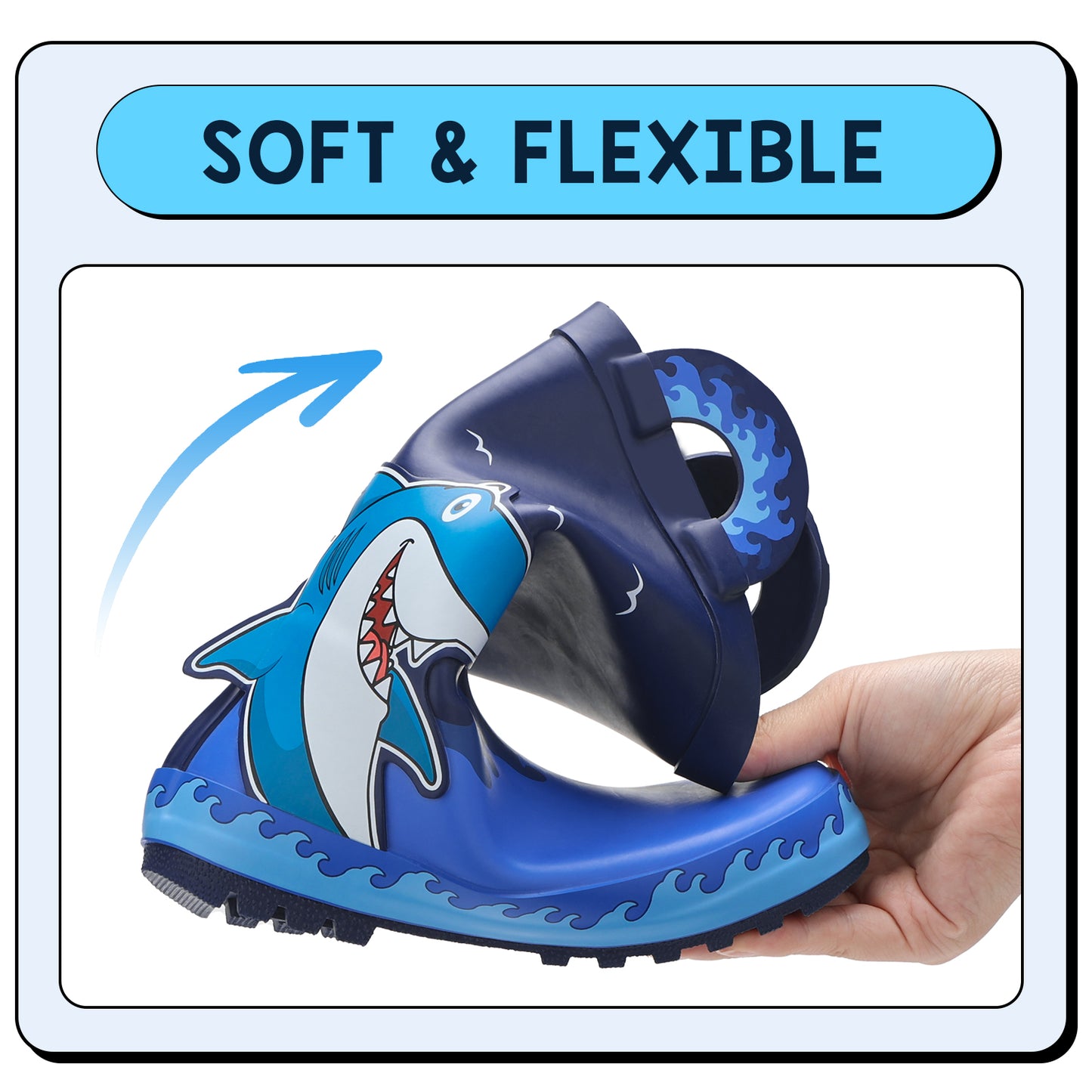 toddler kids wave shark rubber rain boots