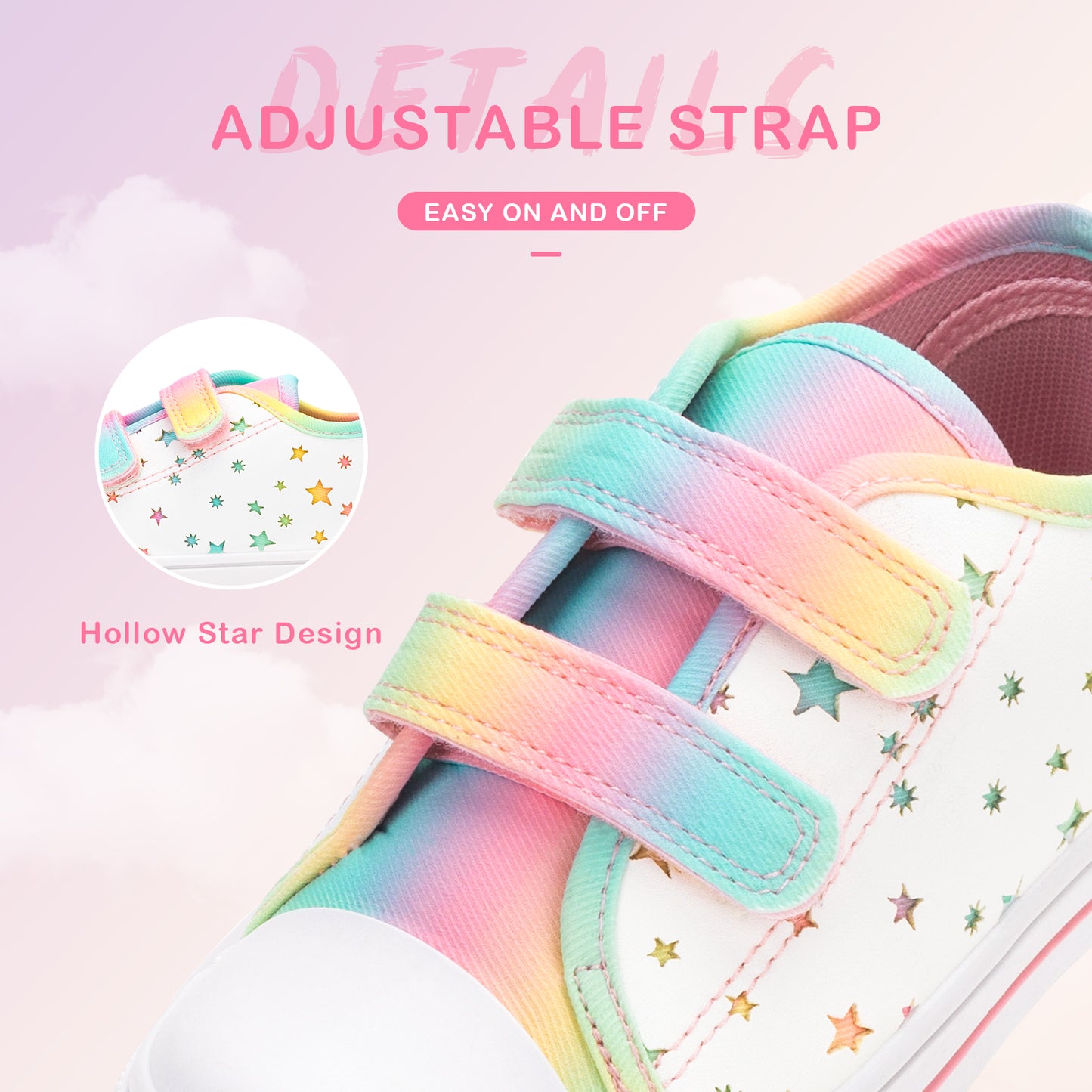 boys girls sneakers pu hollow star and moon canvas shoes
