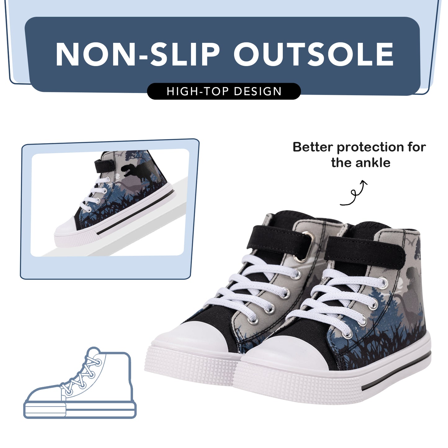 kids toddler jungle dinosaur eggs boys high top canvas