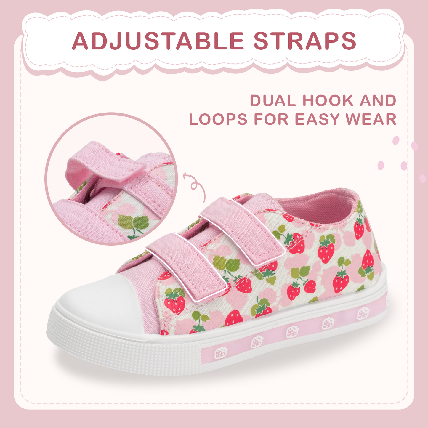 light up pink strawberry dual straps sneakers