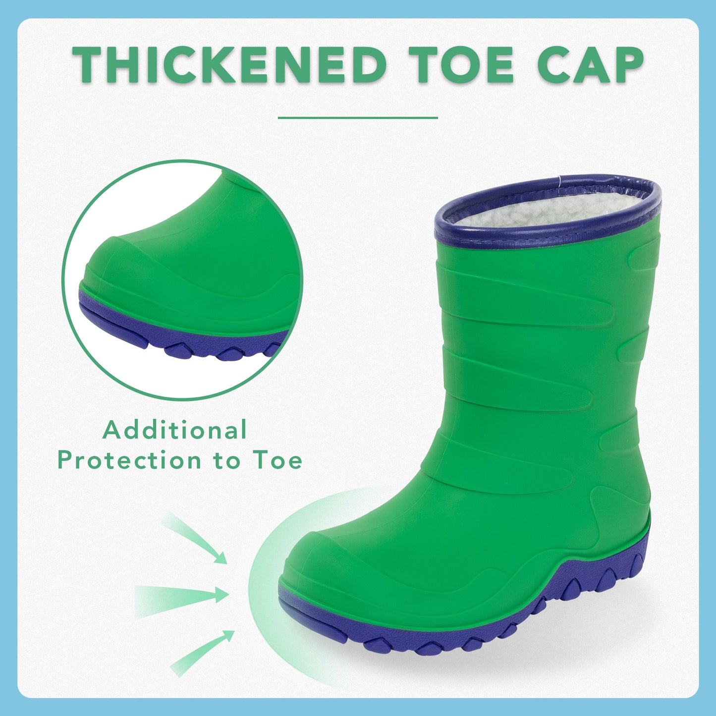 bright green winter rain boots