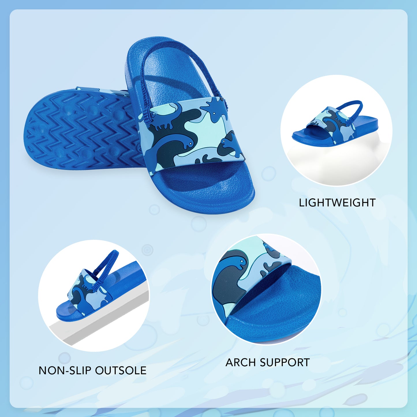 toddler blue dinosaur slide sandals