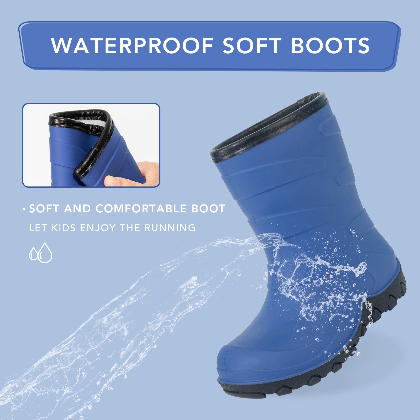 Navy Insulated Winter Rain Boots