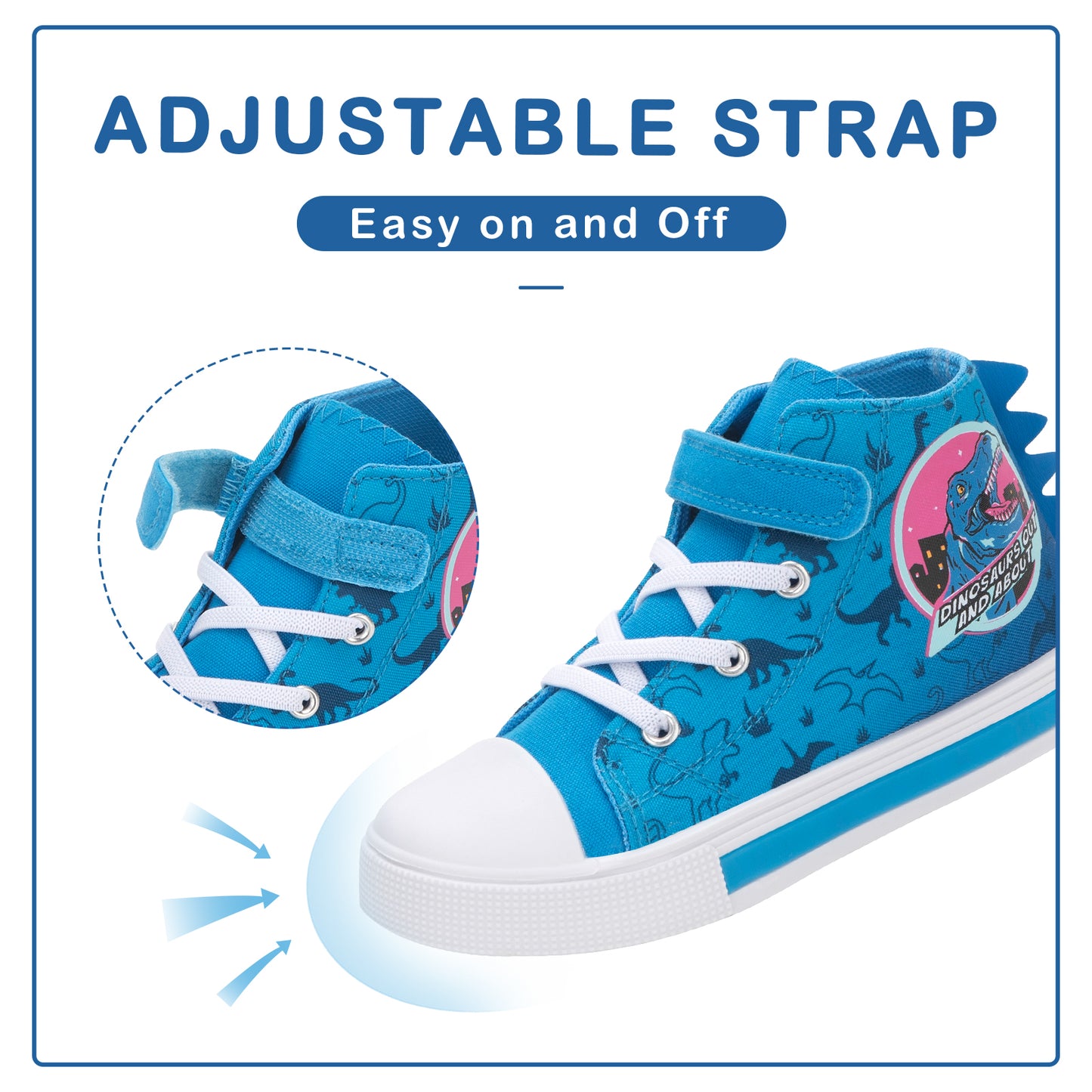 velcro dinosaurs out and about light up high top canvas sneakers