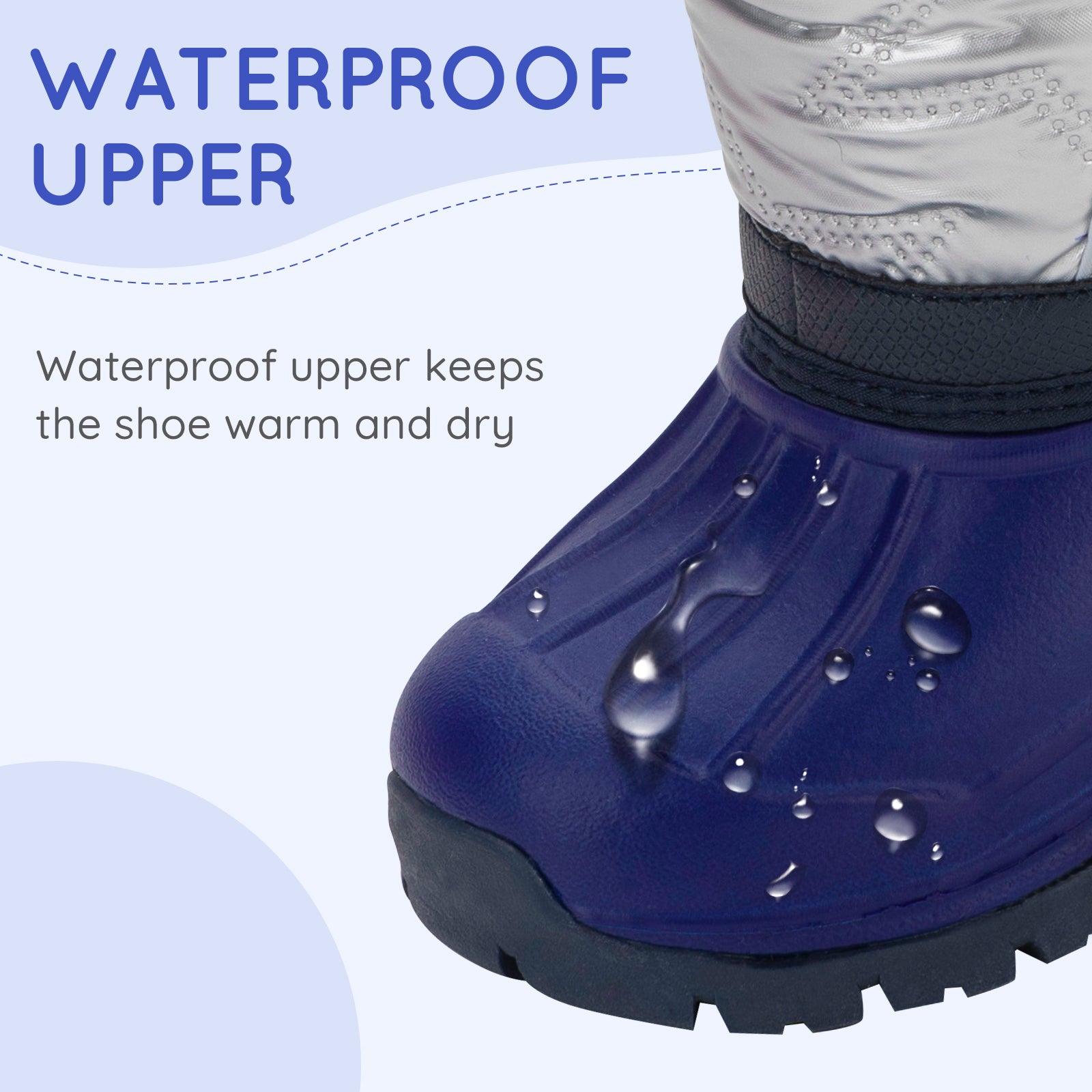 Toddler Boy Navy Winter Snow Boots - FUNCOO