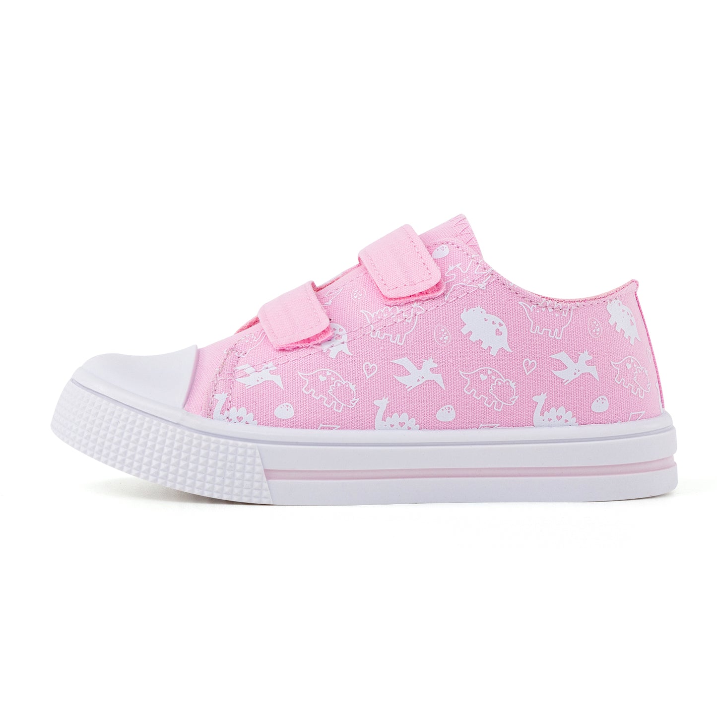 dual straps kids sneakers pink little dinosaur canvas shoes
