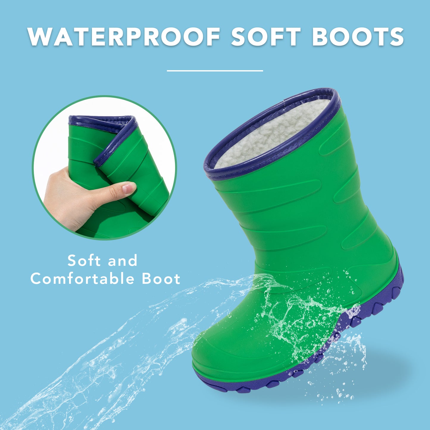 bright green winter rain boots