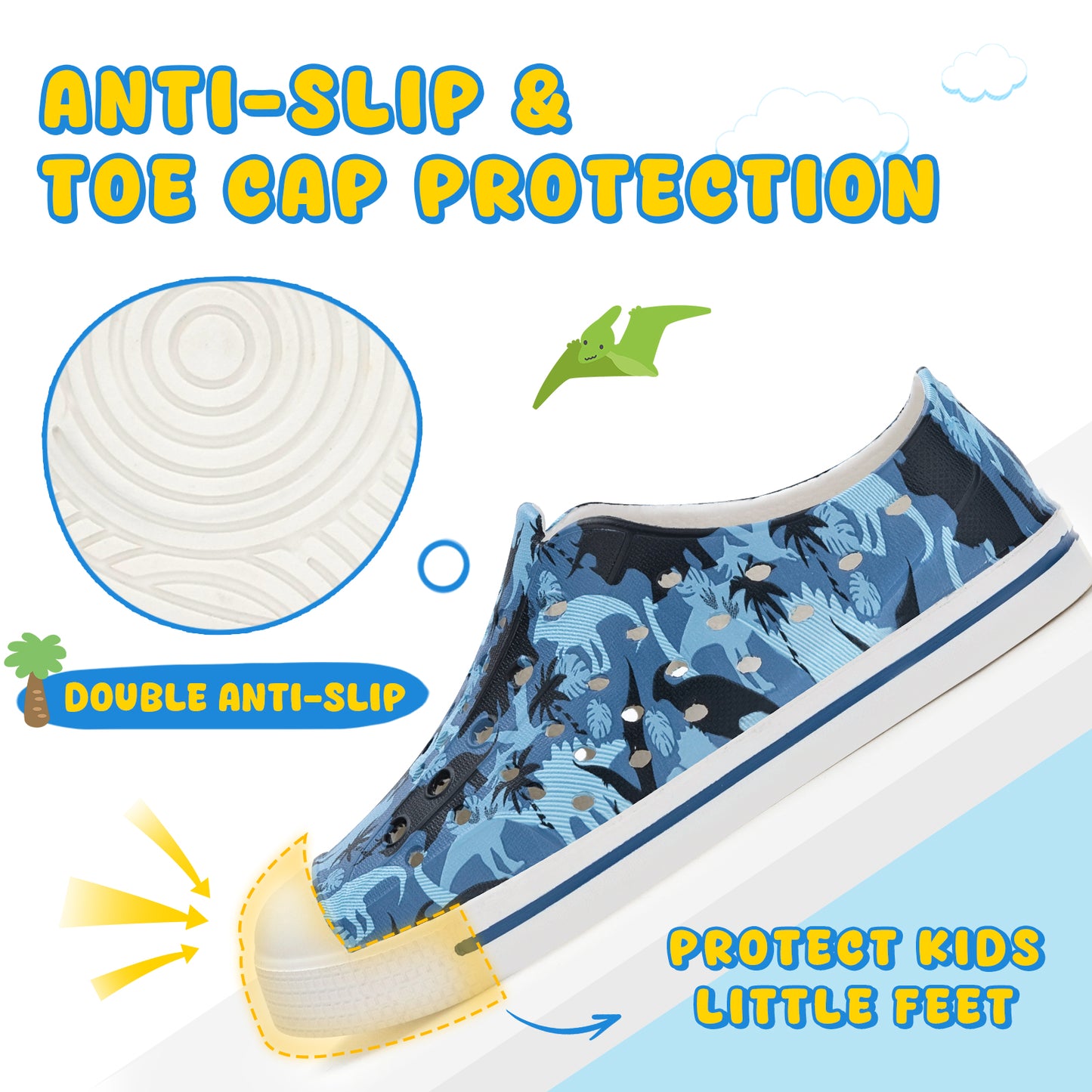 lightweight summer blue navy dinosaur sandals for kids