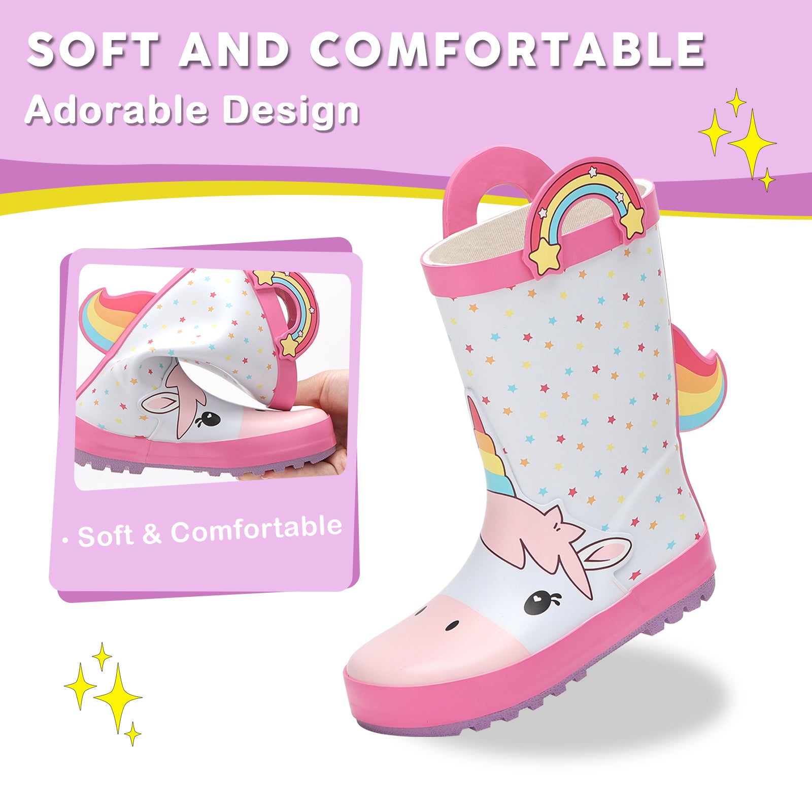 Star Unicorn Rubber Rain Boots