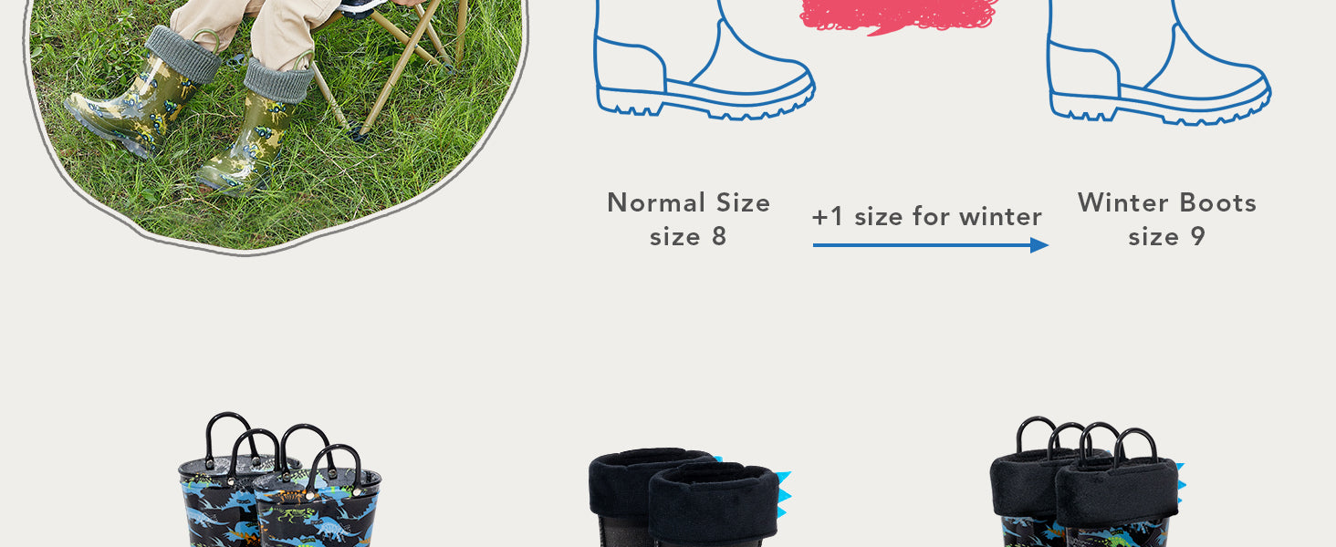 Light Up Kids Rain Boots with Handles