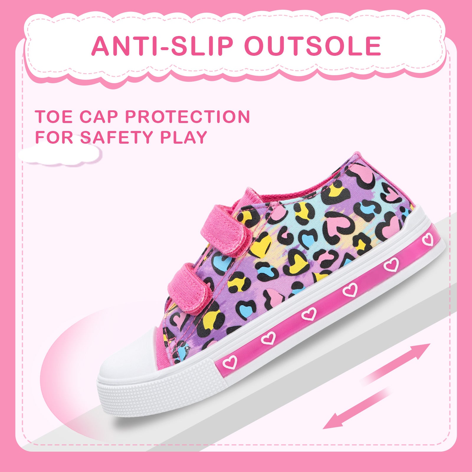 Boys Girls Sneakers  Pink Leopard Print Light Up Canvas Shoes