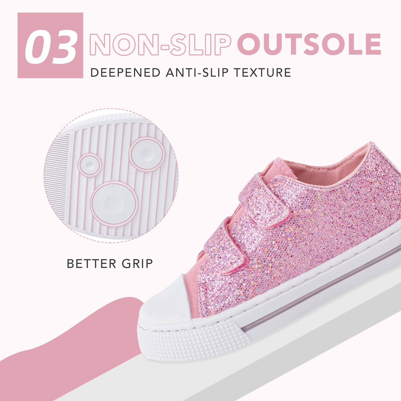 Boys Girls Sneakers Pink Sparkle Canvas Shoes