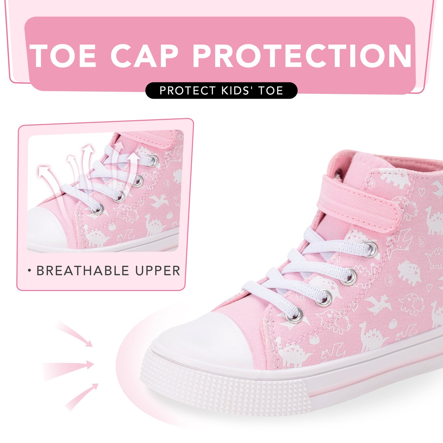 kids toddler sneakers pink little dinosaur