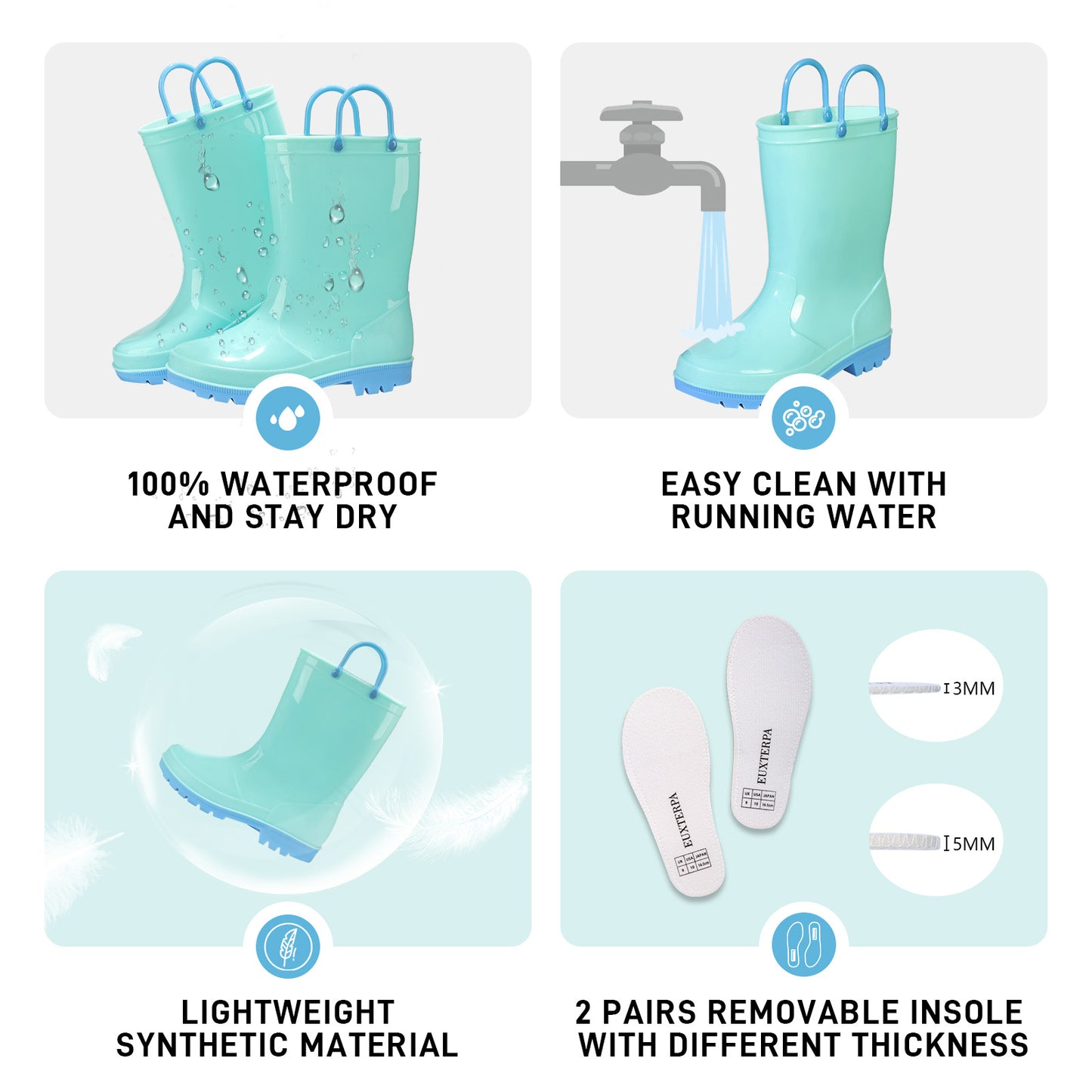 toddler kids contrast light blue contrast contrast rain boots