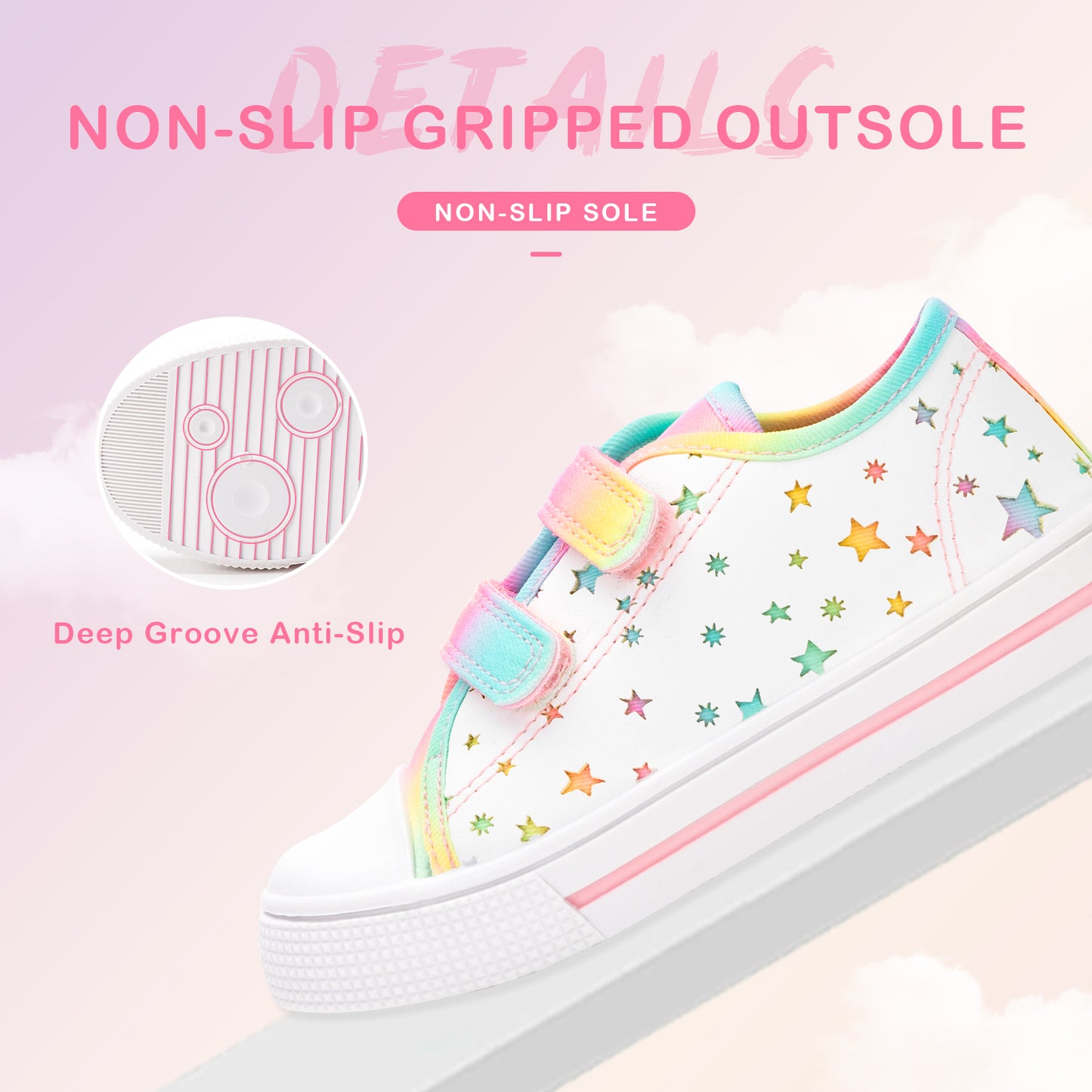 boys girls sneakers pu hollow star and moon canvas shoes