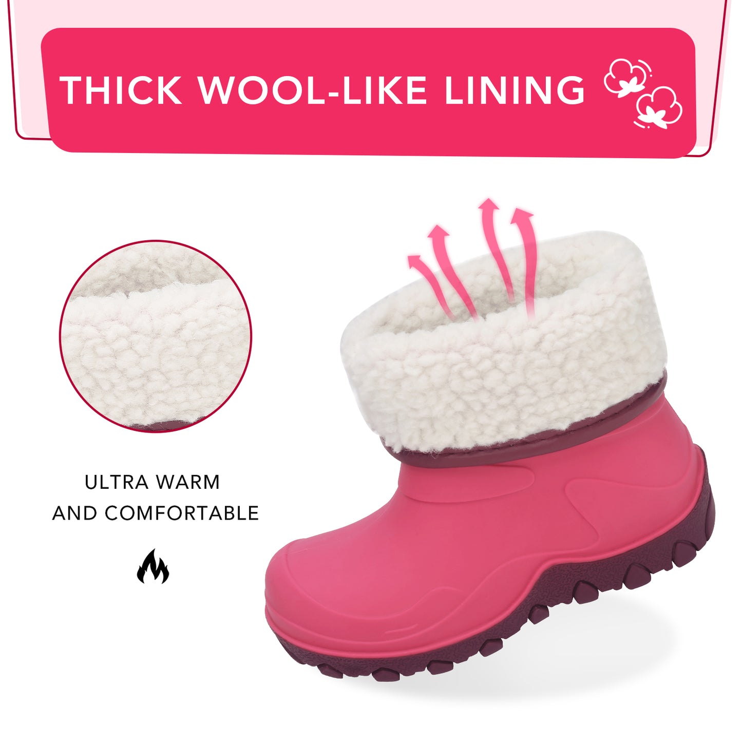 pink insulated winter rain boots