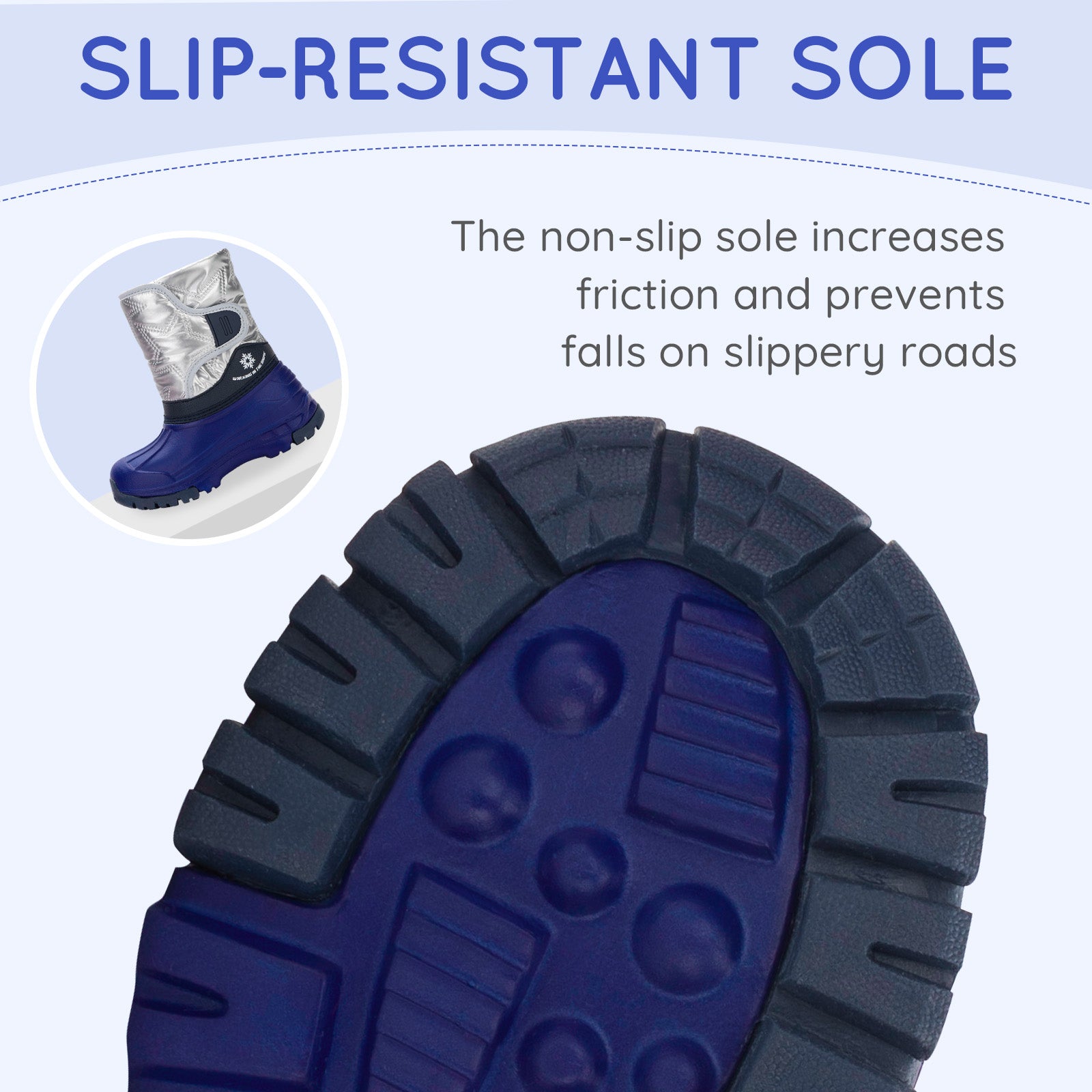 Toddler Boy Navy Winter Snow Boots - FUNCOO