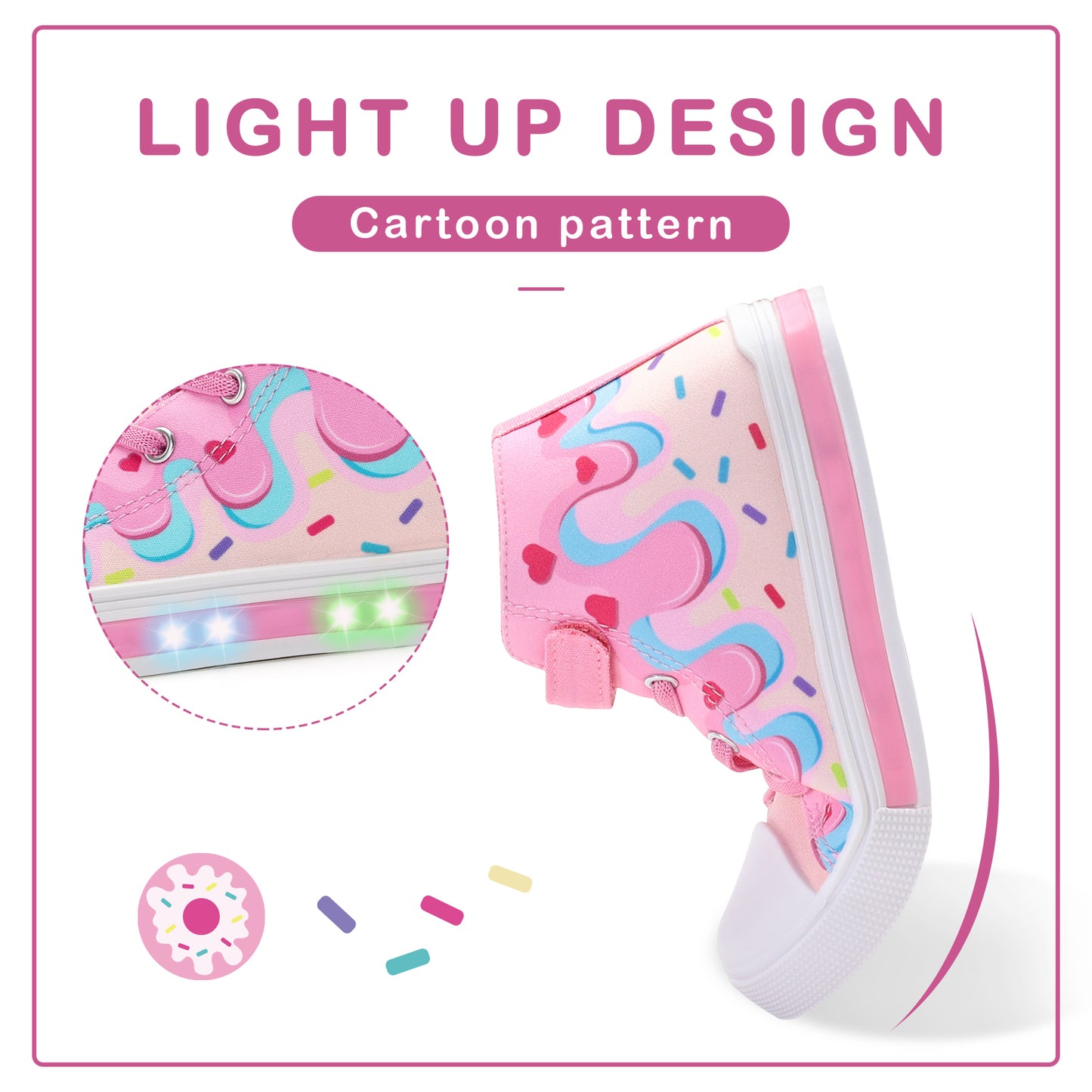 velcro big cake light up high top canvas sneakers