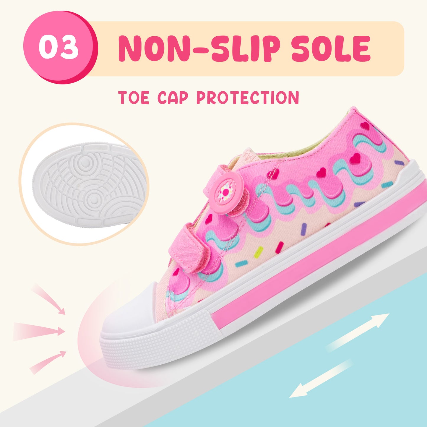 boys girls sneakers big pink cake light up canvas shoes