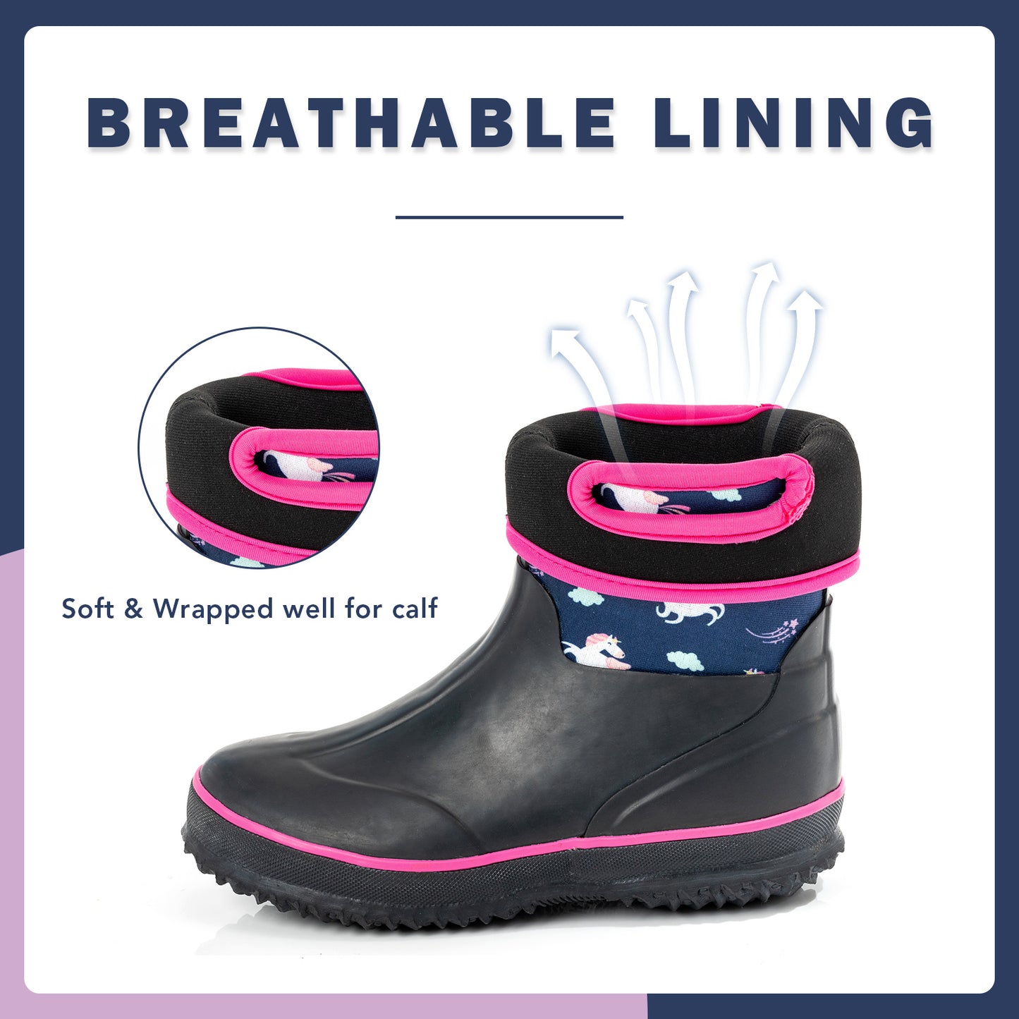 purple black unicorn mud boots